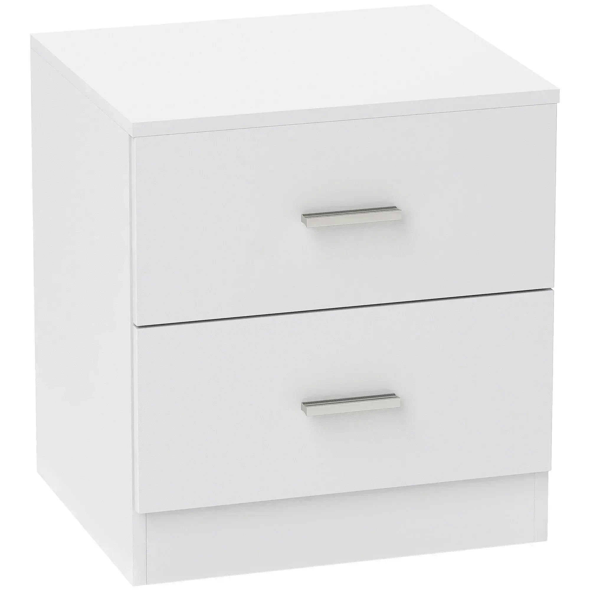 HOMCOM Bedside Table with 2 Drawers Nightstand Cabinet Drawers Storage in White - Image 8
