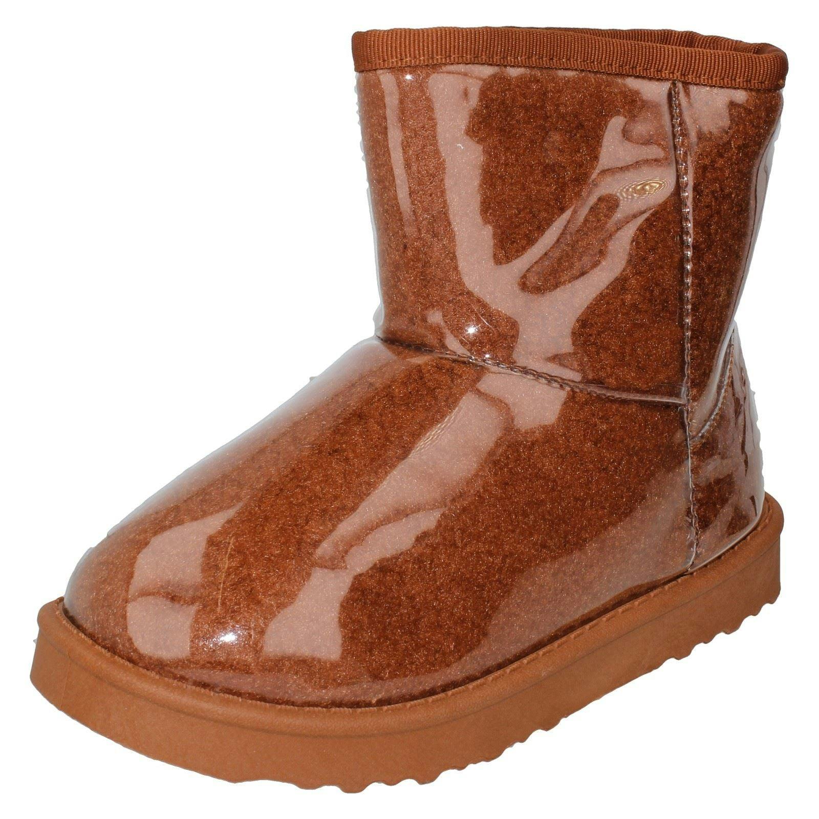 Spot On Girls Flat Boots H4188 - Tan - Uk 2 Child