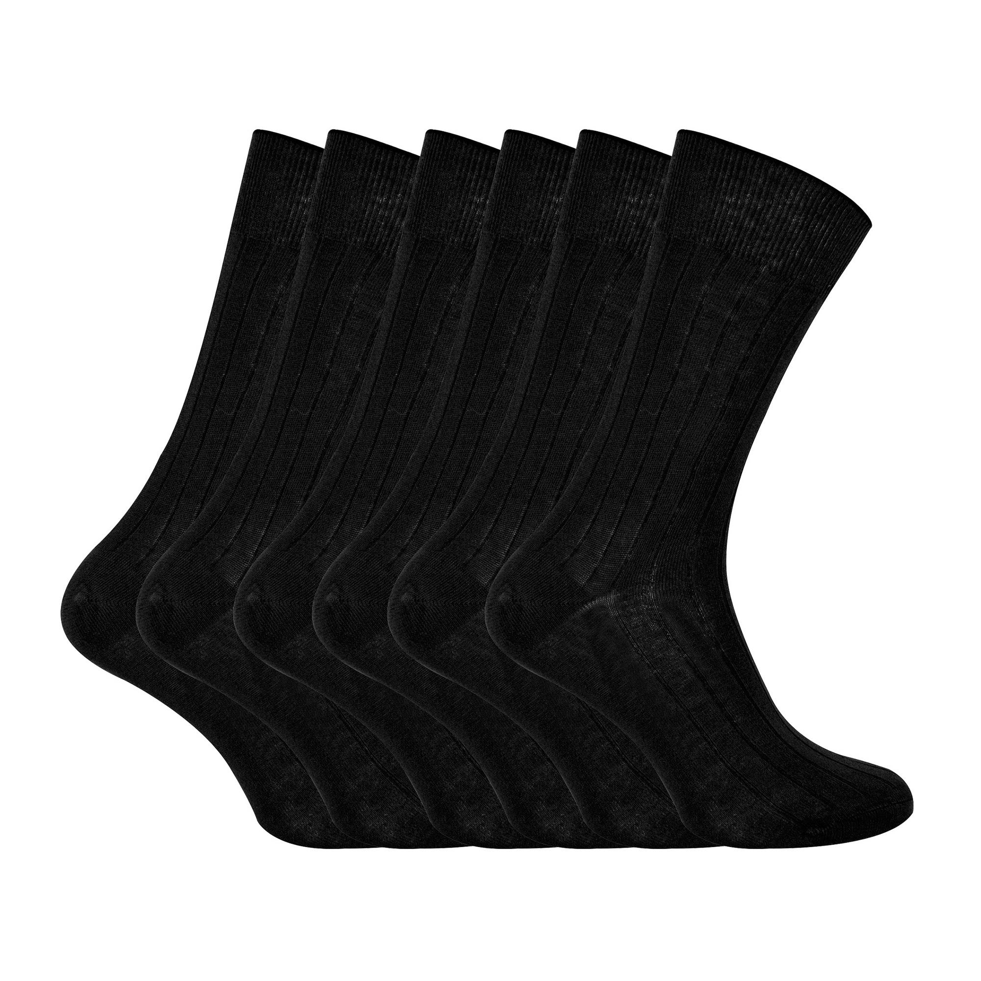 Sock Snob Men's Black 6 Pack 100% Egyptian Cotton Dress Socks - Size 12-14 Uk