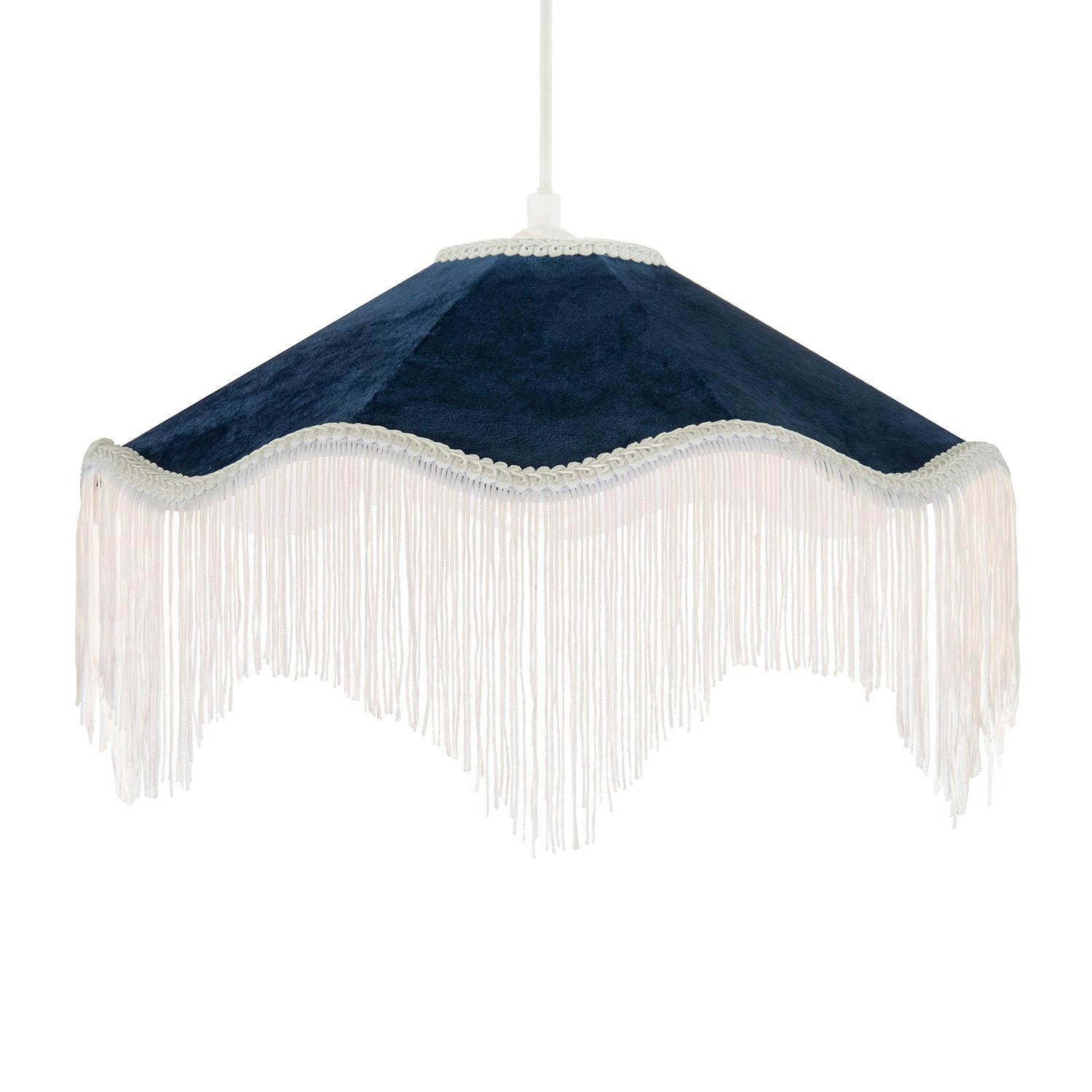 Happy Homewares Light/Blue Ornate Victorian Shape Pendant Shade In Midnight Velvet