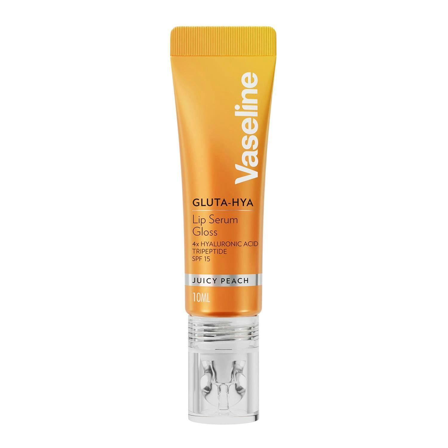 Vaseline Gluta-Hya Juicy Peach Lip Gloss, Serum Lip Care with Hyaluronic Acid and GlutaGlow Technology, Tints, Plumps and Protects with SPF15 for Plump and Dewy Lips 10 ml - Image 7