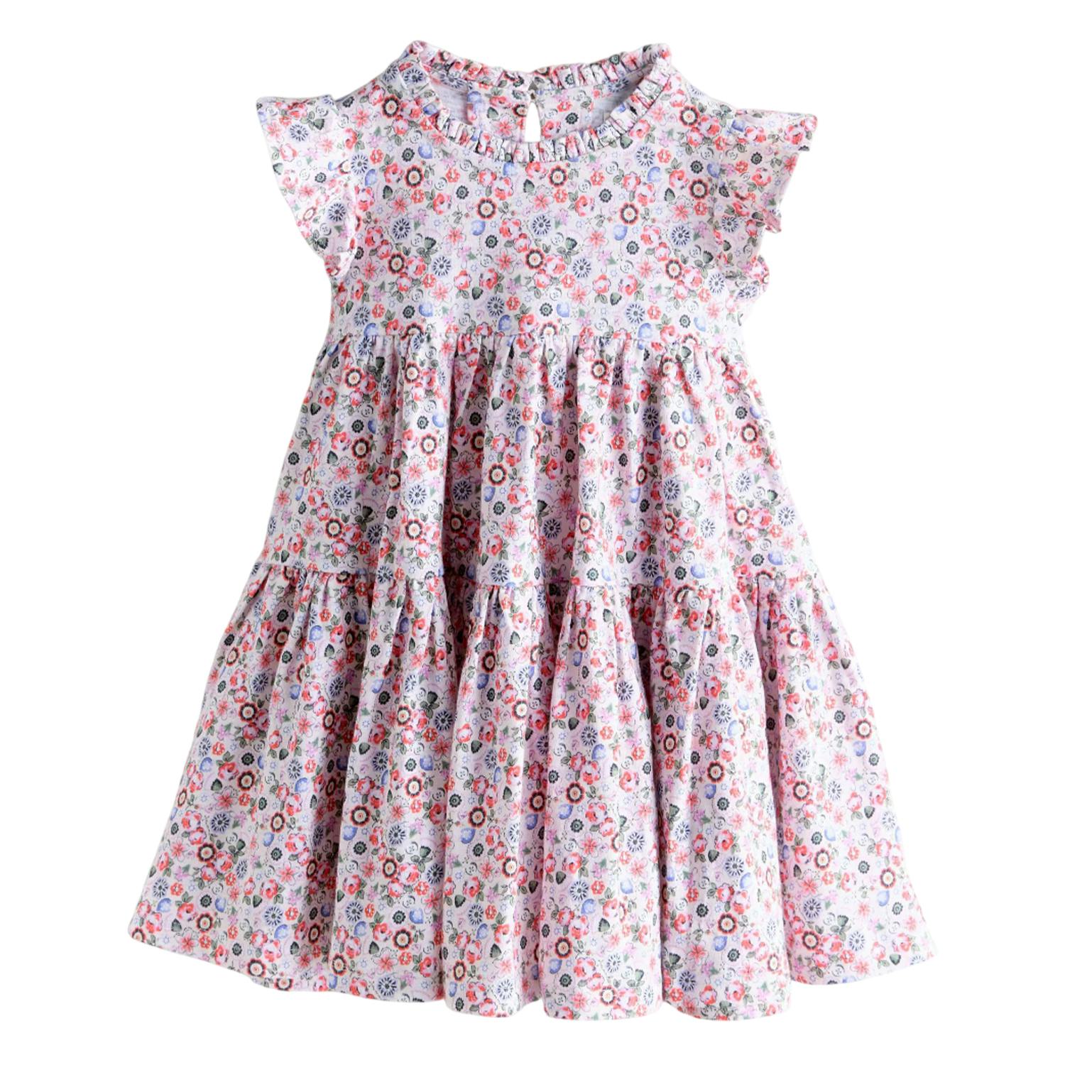 Cath Kidston Girls Green Jersey Tiered Dress - 18-24 Months - 100% Cotton