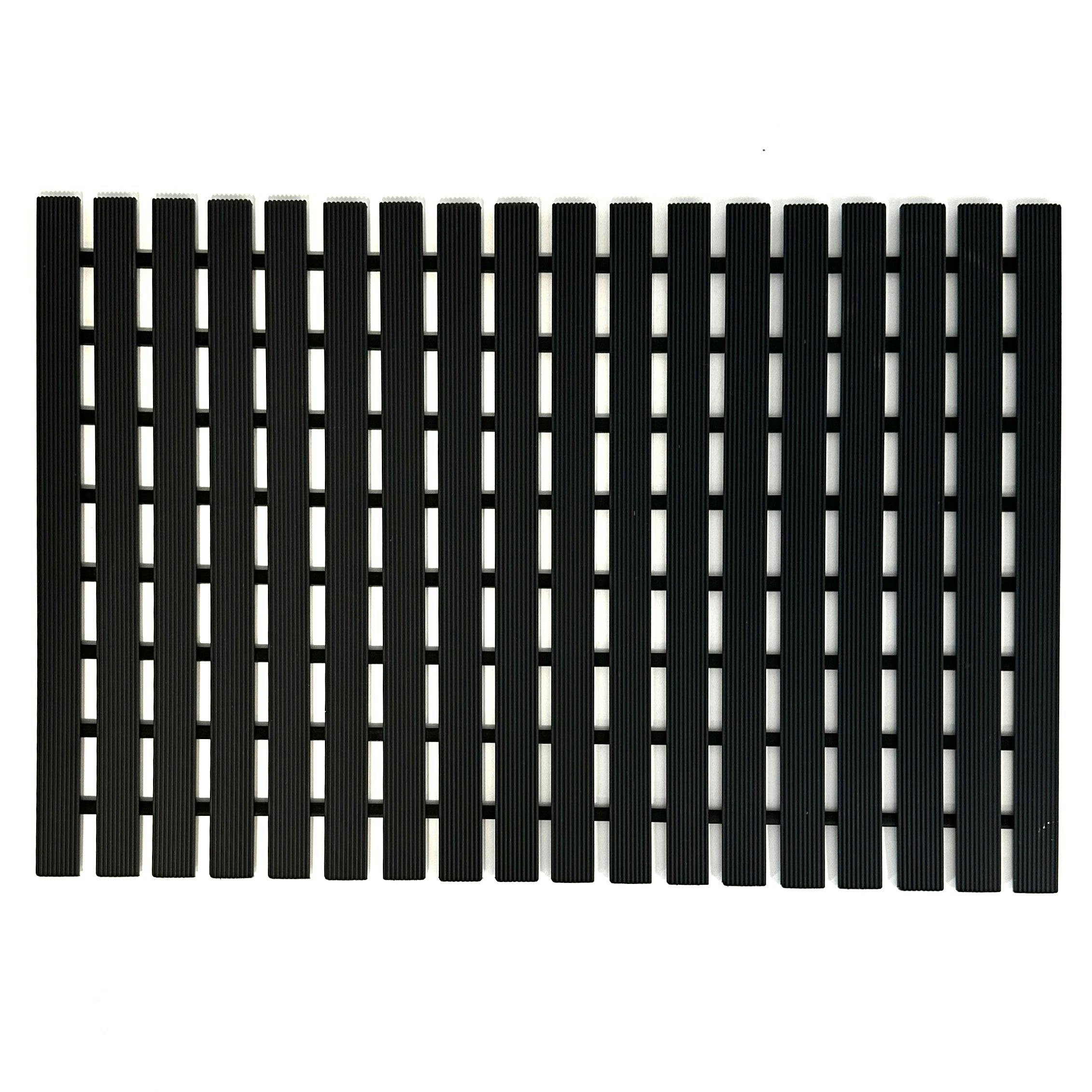 Rackhams Black Non-Slip Pvc Duckboard Shower Mat - Vertical Slats - 43Cm X 64Cm - Image 2