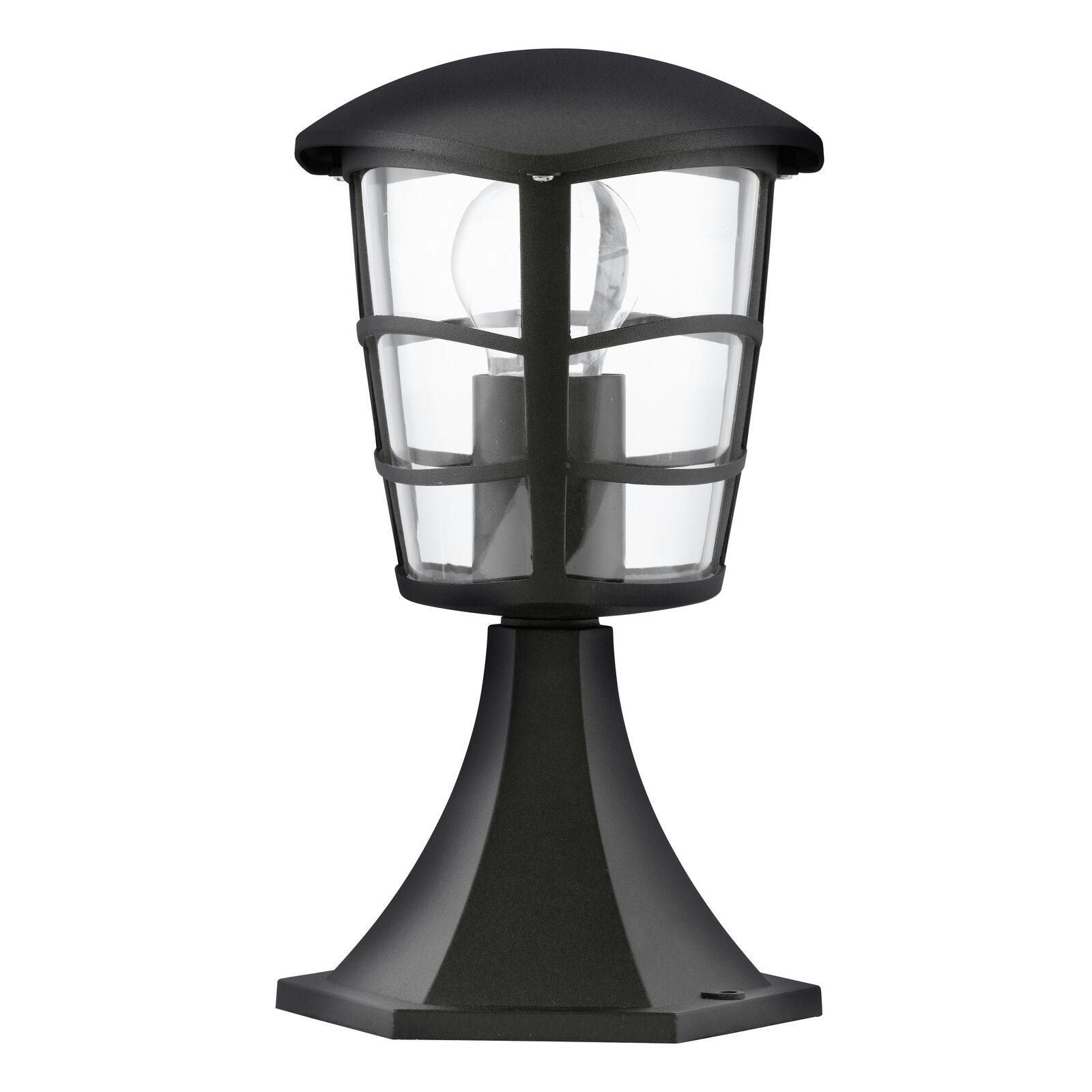 Rackhams Light/Black Ip44 Outdoor Pedestal Aluminium Lantern 60W E27 Bulb Wall Post