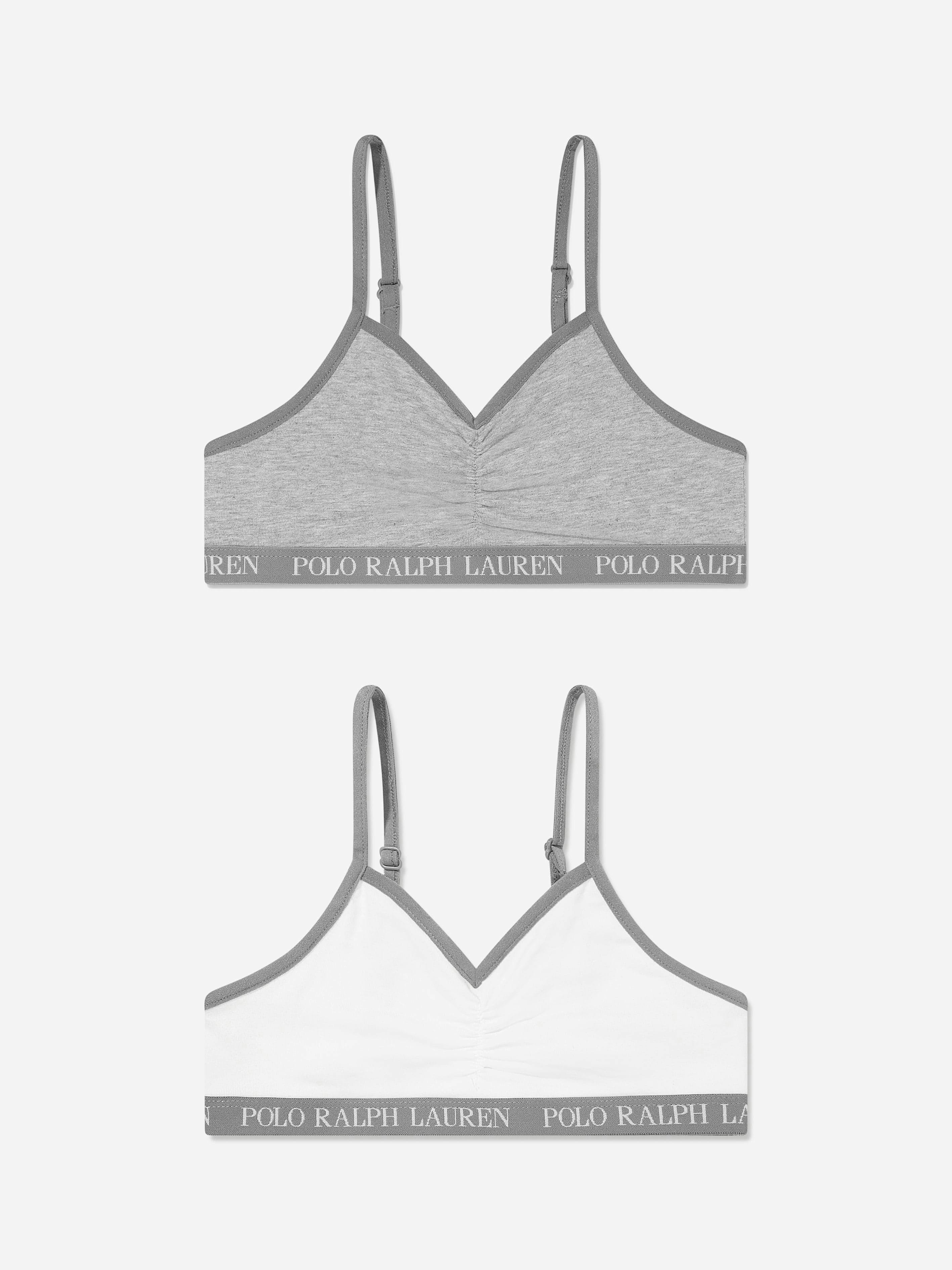 Ralph Lauren Kids Girls Grey Ralph Lauren Solid 2 Pack Bralettes Set In - Xl 13 - 15 Yrs
