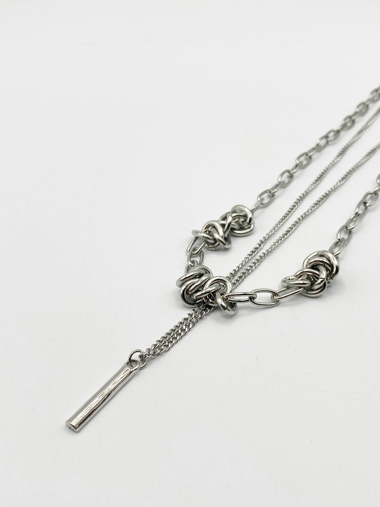 Svnx Silver Layered Necklace With Barbed Wire Detail In Colour