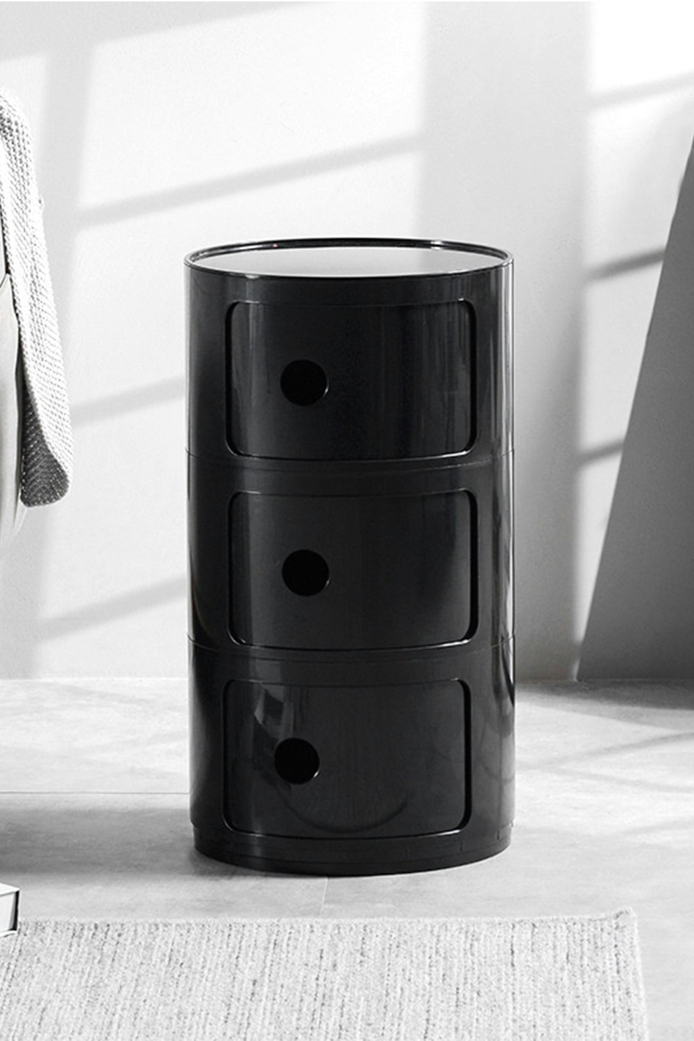 Rackhams Black 3-Tiered Plastic Storage Drawer Unit
