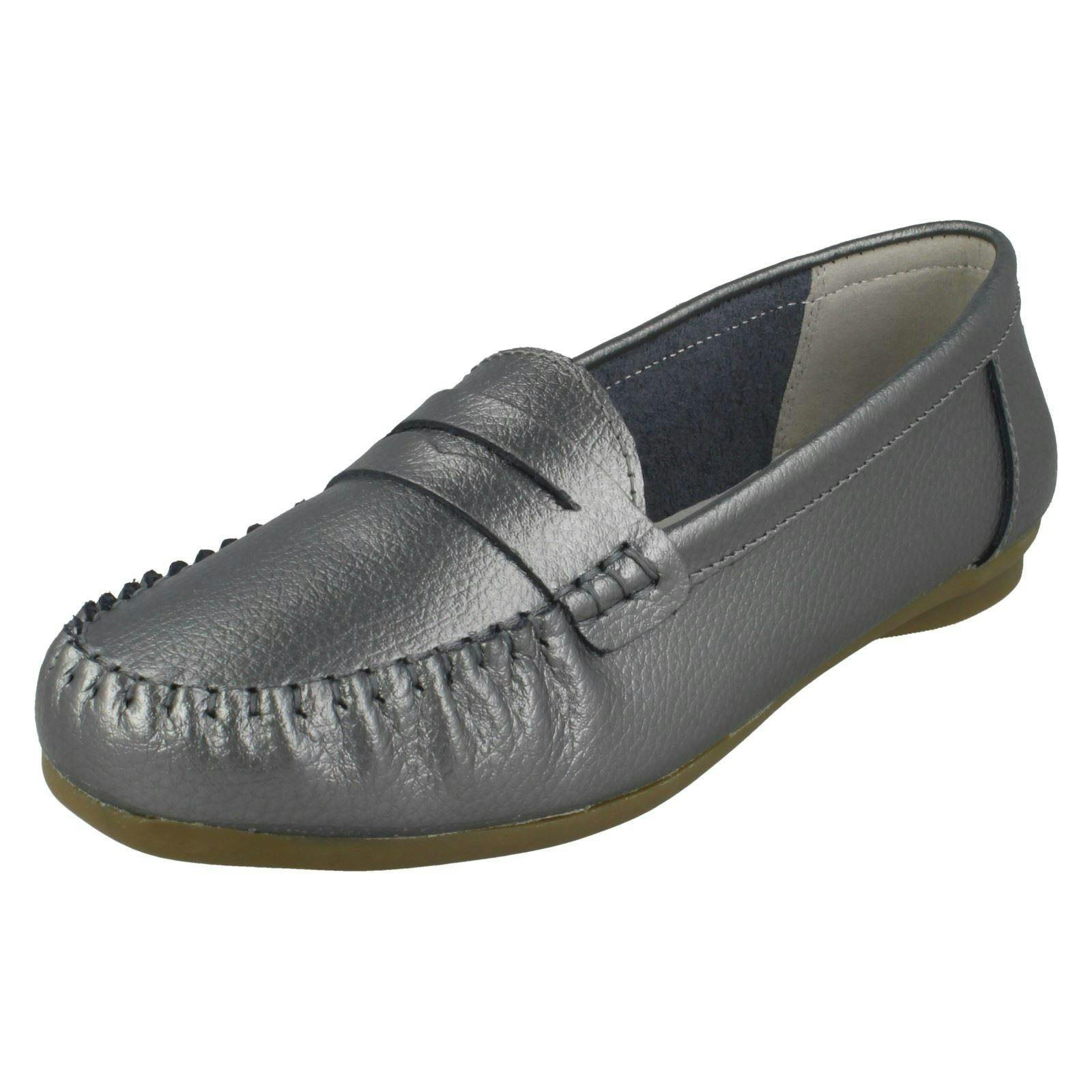 Down To Earth Women's Leather Shoes F80445 - Pewter - Uk 8