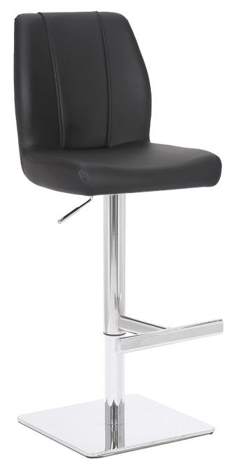 Lamboro Black Ravenna Deluxe Breakfast Bar Stool, Chrome Footrest, Height Adjustable Swivel Gas Lift, Home Bar & Kitchen Barstool,