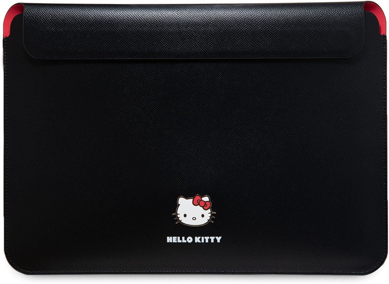 Hello Kitty Black Pu Metal Logo Sleeve For 14" Laptop - Hkcs14pghdlmk