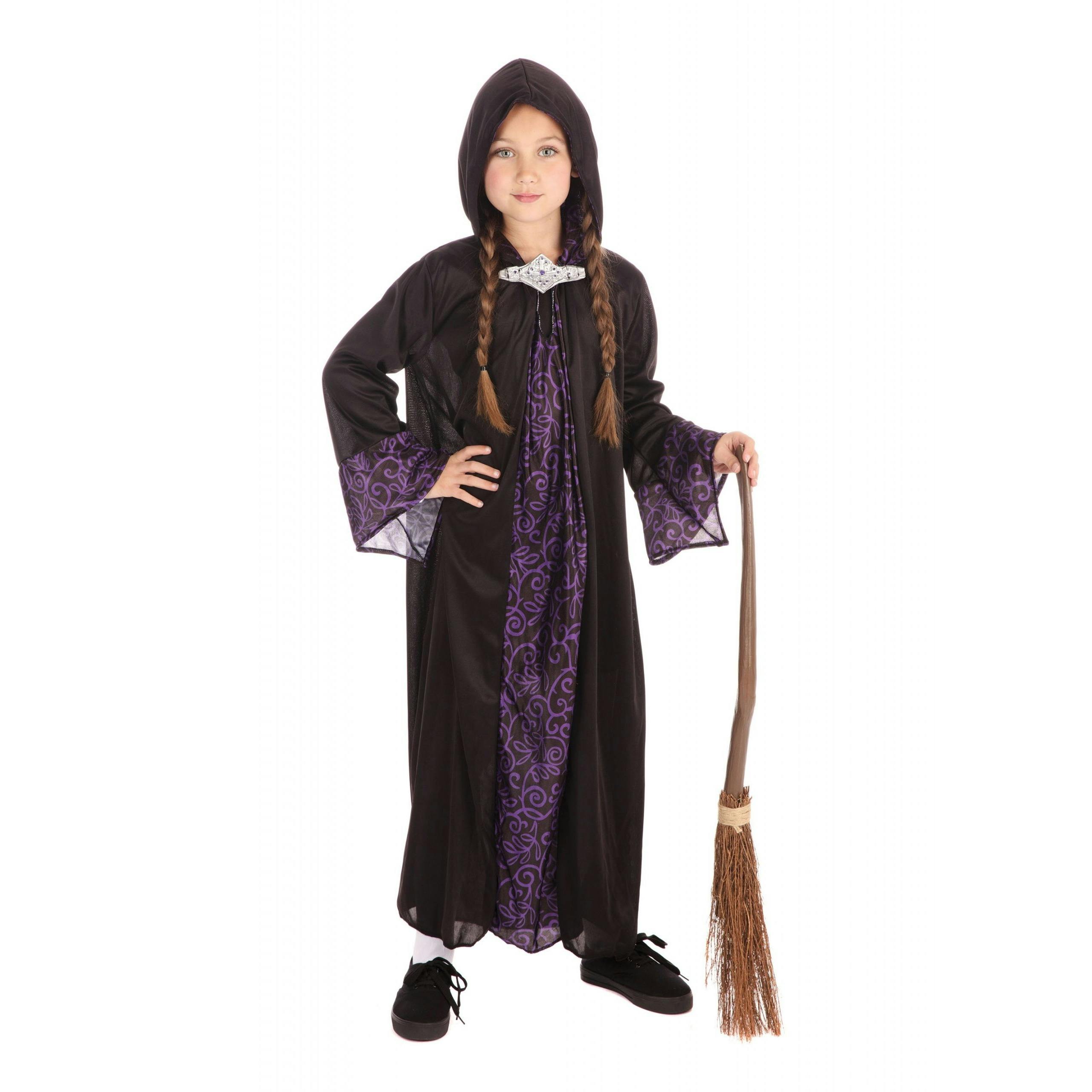 Bristol Novelty Black/Purple Kids Wizard Robe Costume - L