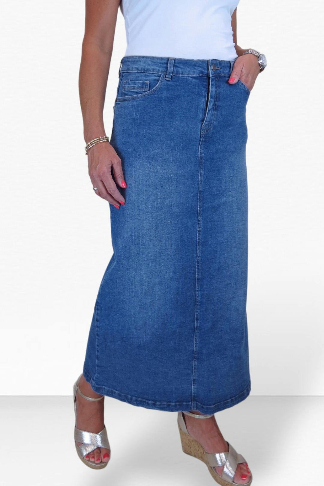 Paulo Due Women's Blue Denim Maxi Skirt - 10 - Mid
