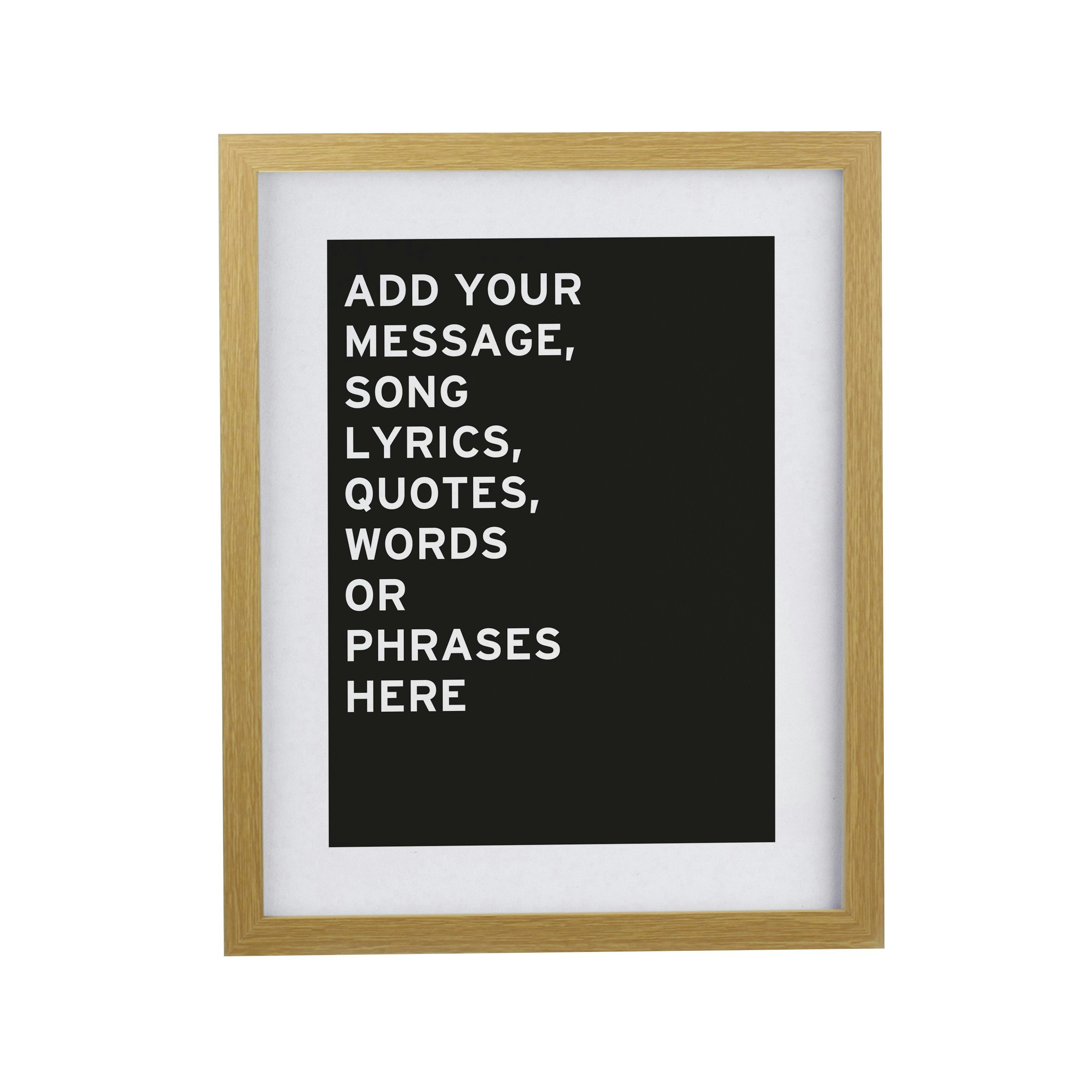 Rackhams Personalised Typography Oak Poster Frame