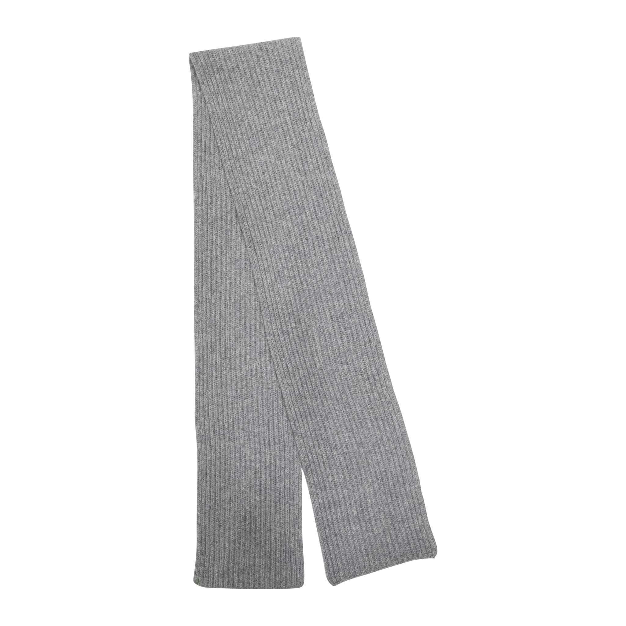 House Of Dalziel Grey Cashmere Skinny Rib Scarf - Melange