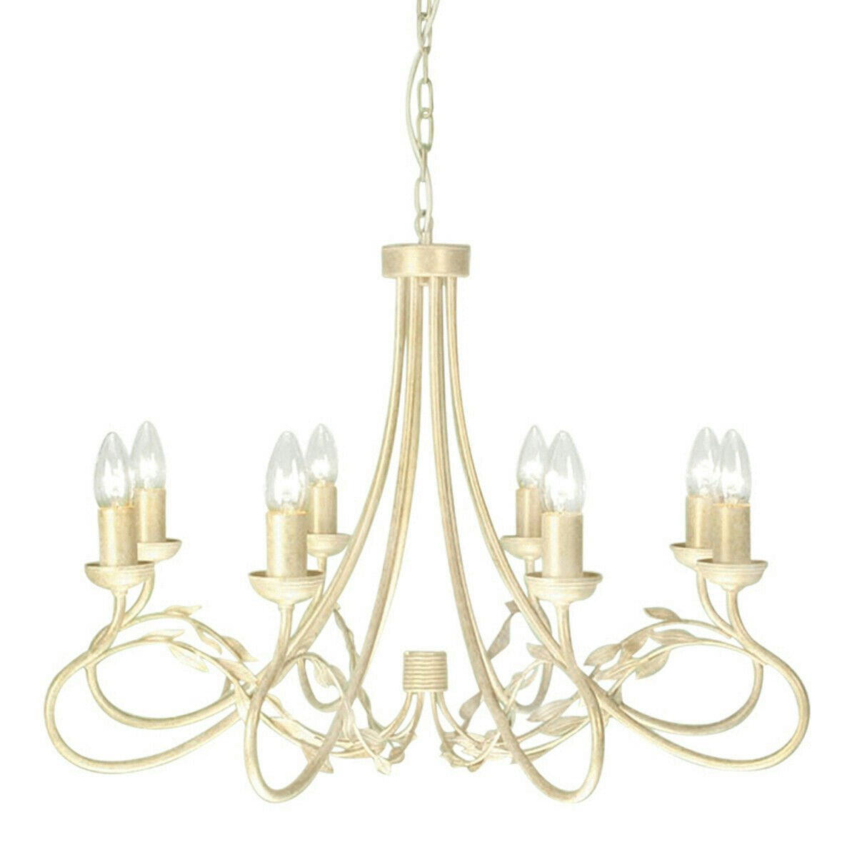 Loops Light/Ivory/Gold Bulb Chandelier Hanging Pendant Led E14 60W Bulb Size 8
