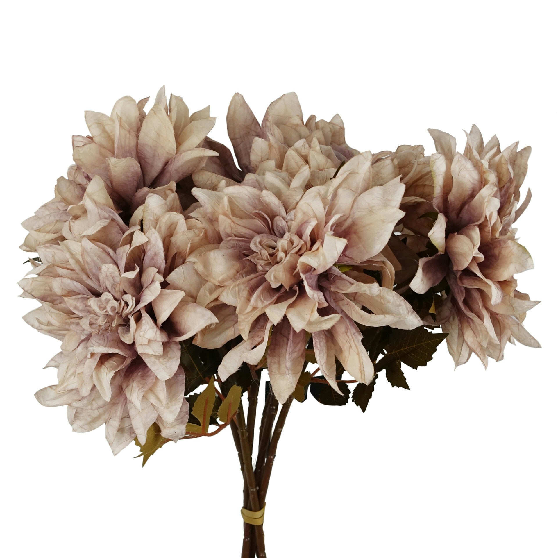 Leaf Pink Pack Of 6 X Dahlia Flower Stem - Dusty - 6 X Dusty Dahlia - - 55Cm