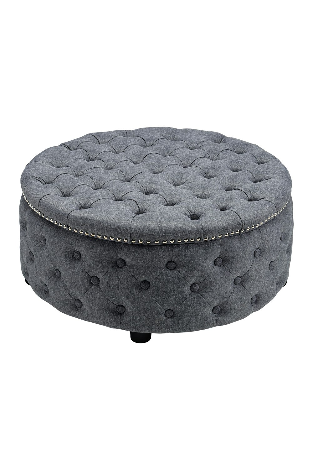 Living And Home Grey Tufted Round Cocktail Footstool