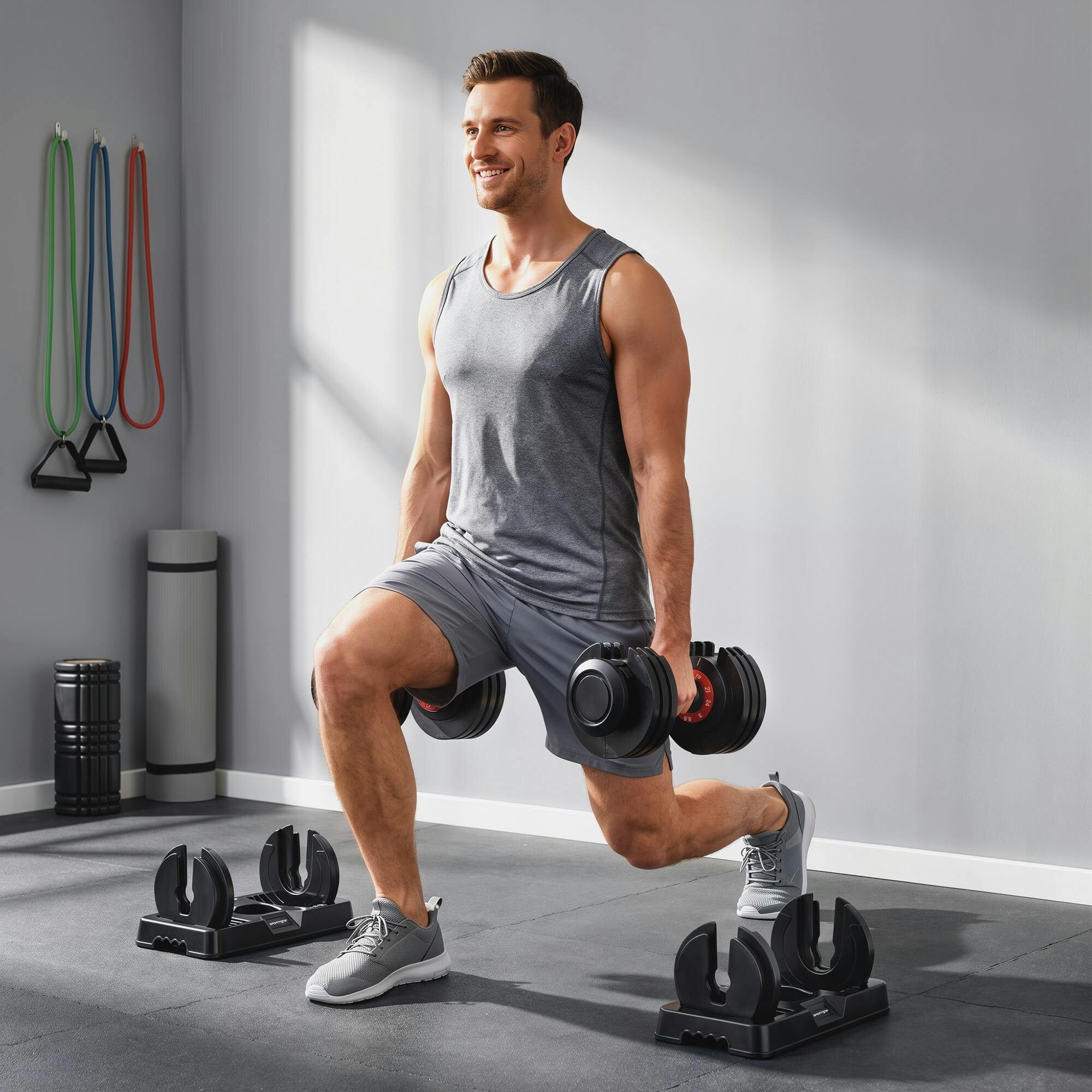 Sportnow 24Kg Adjustable Dumbbell Set Of 2, 10-In-1 Dumbbell Weights - Image 2