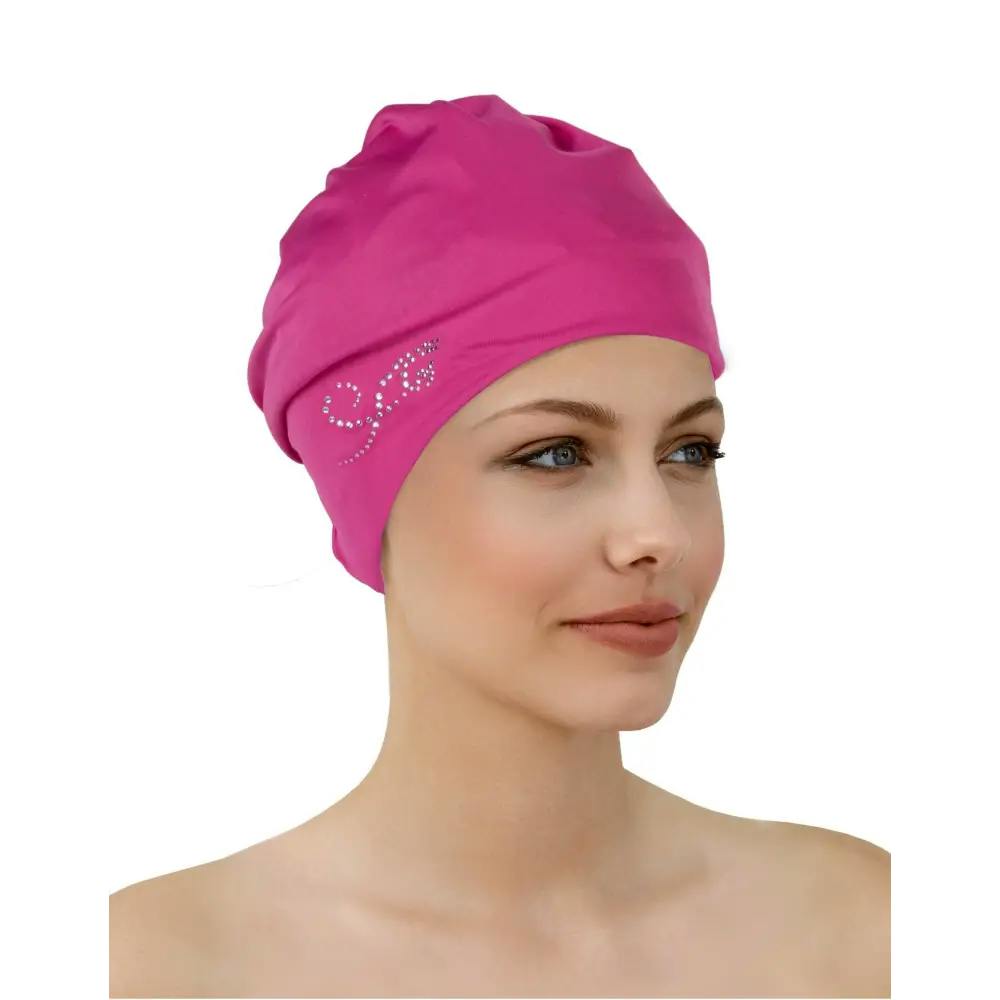 Fashy Pink Applique Fabric Swim Cap