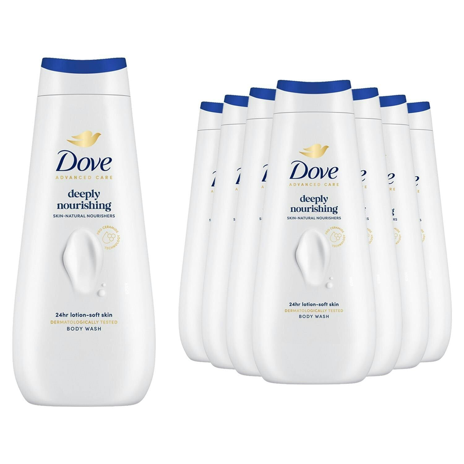 Dove Advanced Care Deeply Nourishing Body Wash 24H Micromoisture, 8X400ml