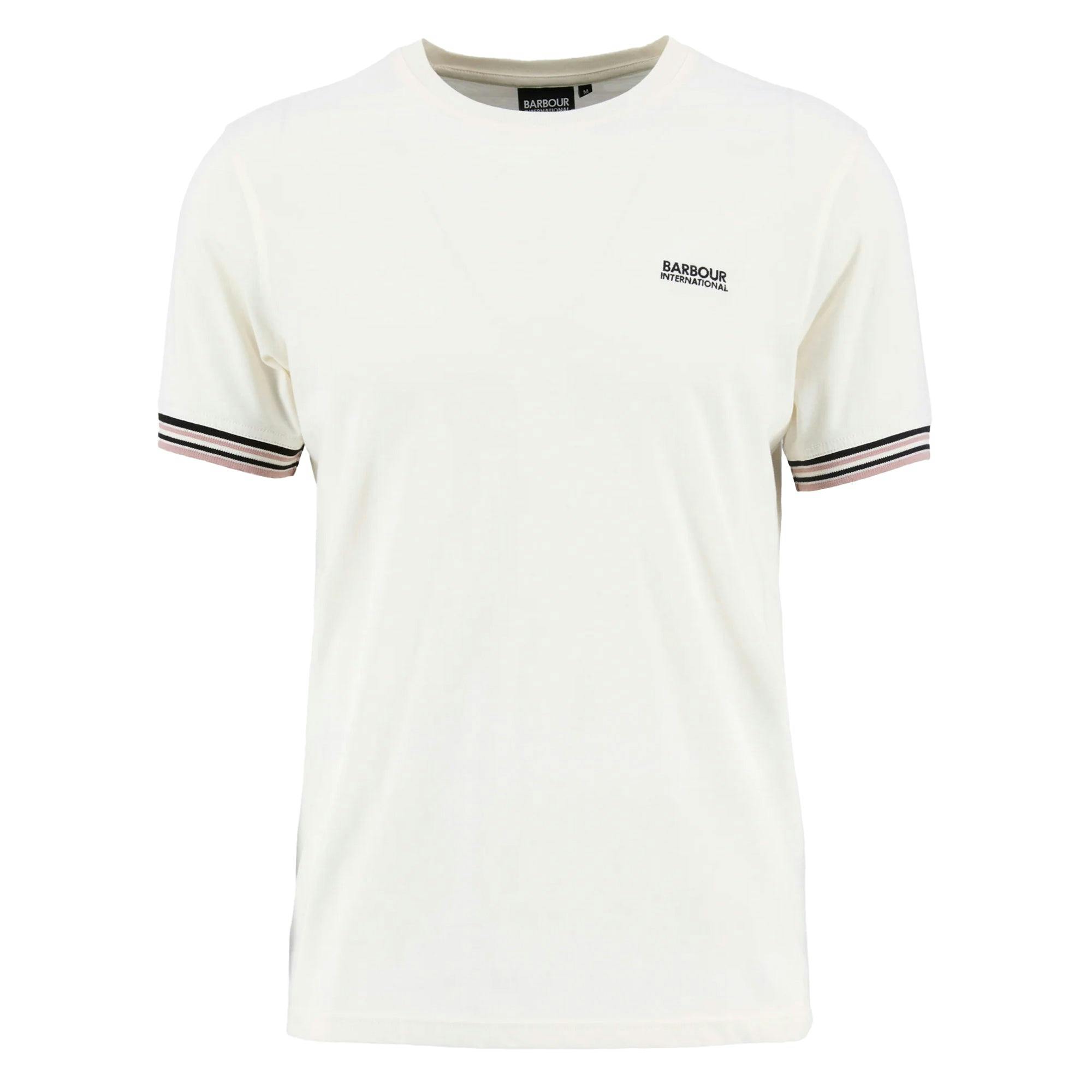 Barbour White International Burnwood Tipped Cuff T-Shirt Whisper - Xl
