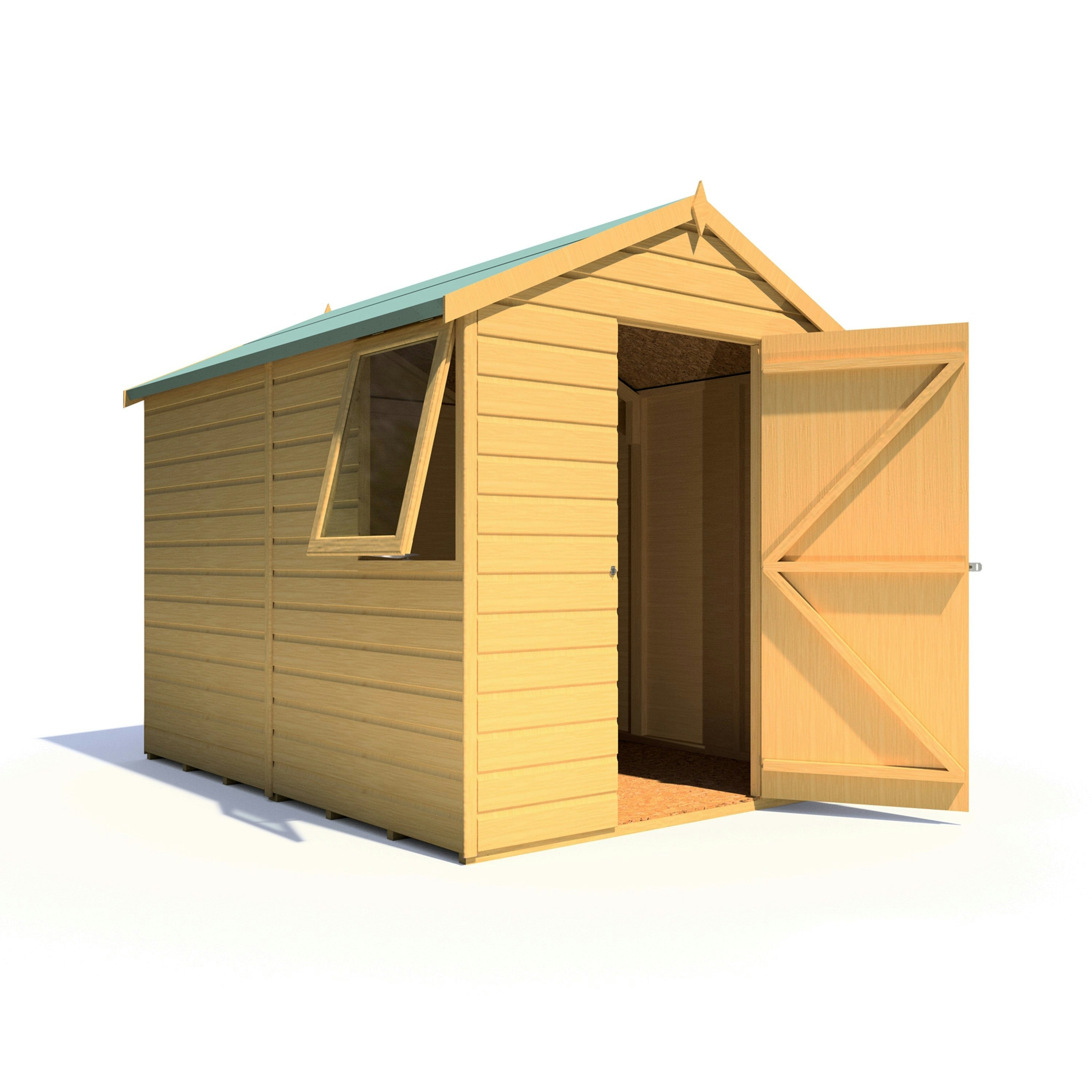 Rackhams Light/Green Durham 8X6 12Mm Interlock Clad Wooden Shed