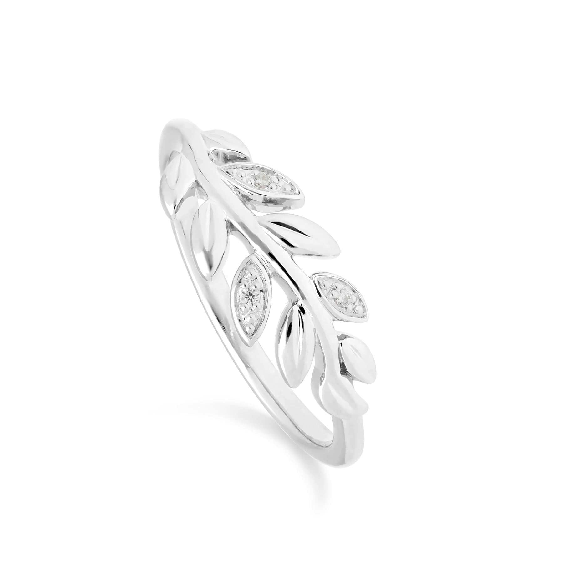 Gemondo White/Gold O Leaf Diamond Olive Branch Ring In 9Ct - P