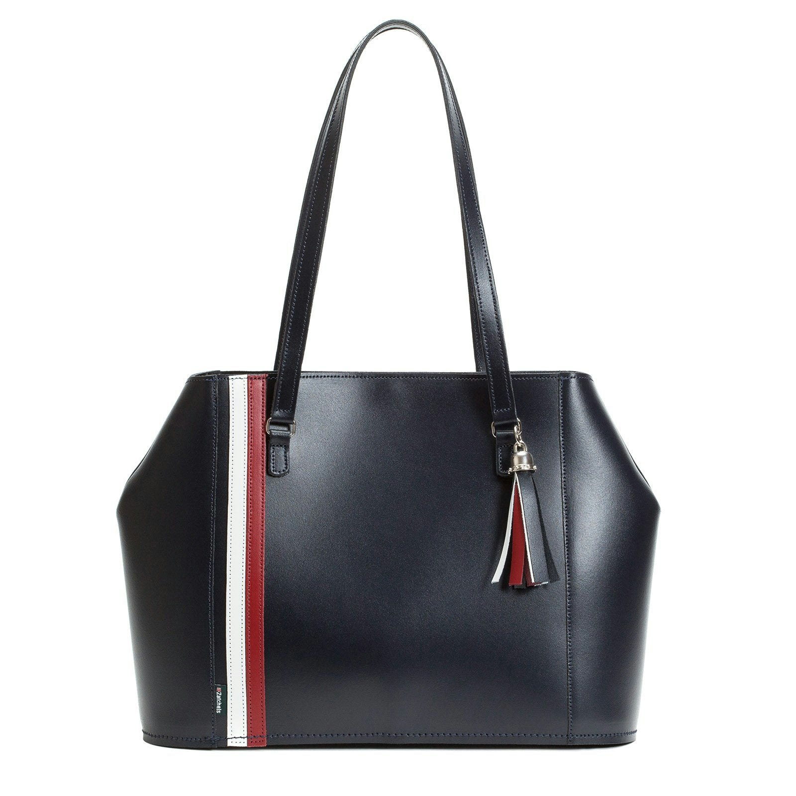 Zatchels Red/White Handmade Leather Tote Bag - British Edit