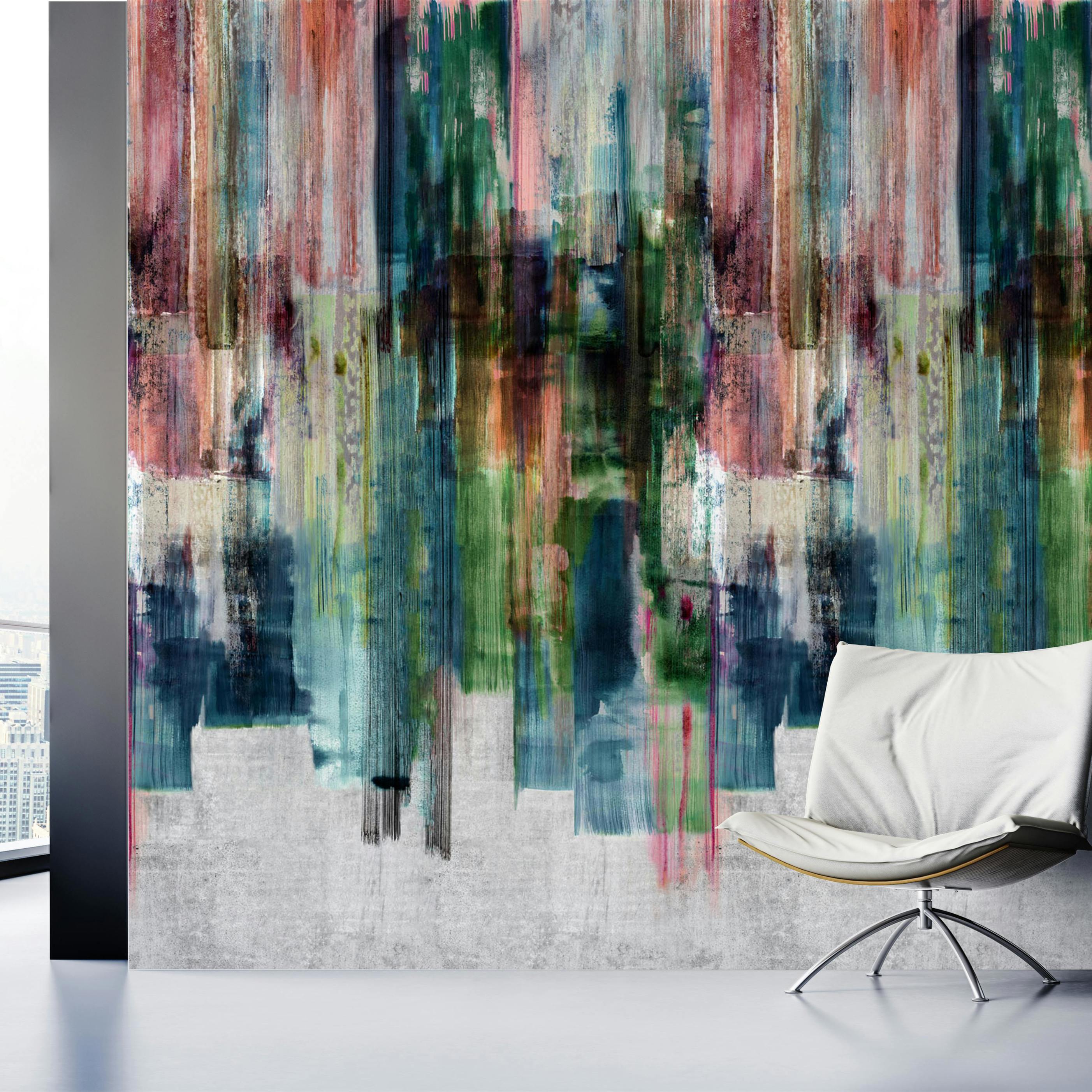 Grandeco Light Painted Digital Stripes 3 Panel Repeatable Mural 1.59 X 2.8M