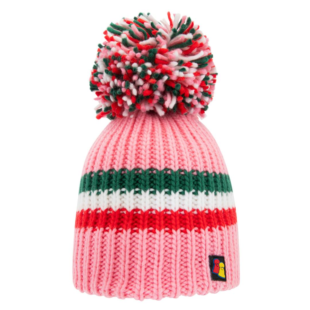 Big Bobble Hats Unisex Pink/Red/White Bobbleissimo!