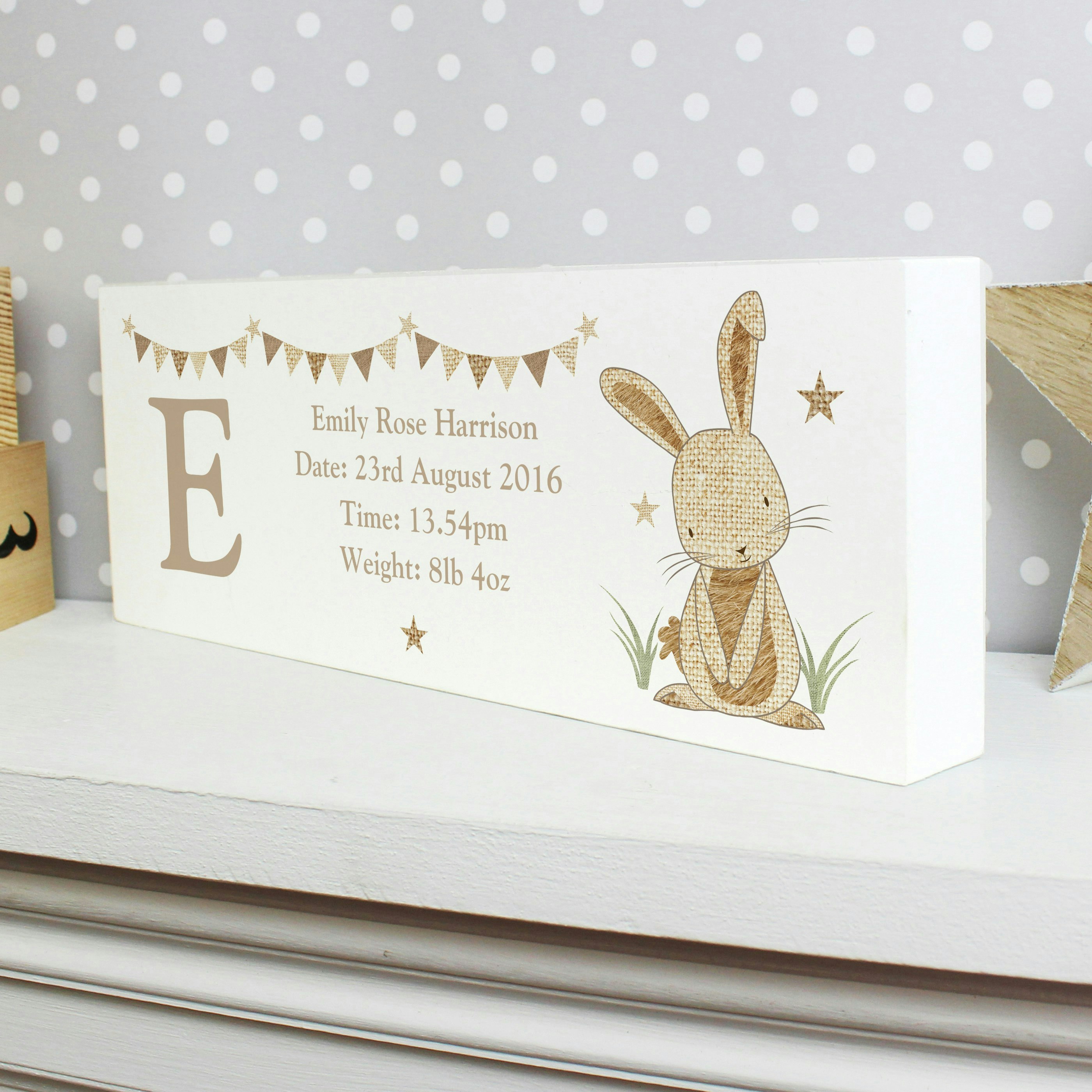 Rackhams Personalised Bunny Wooden Shelf Ornament
