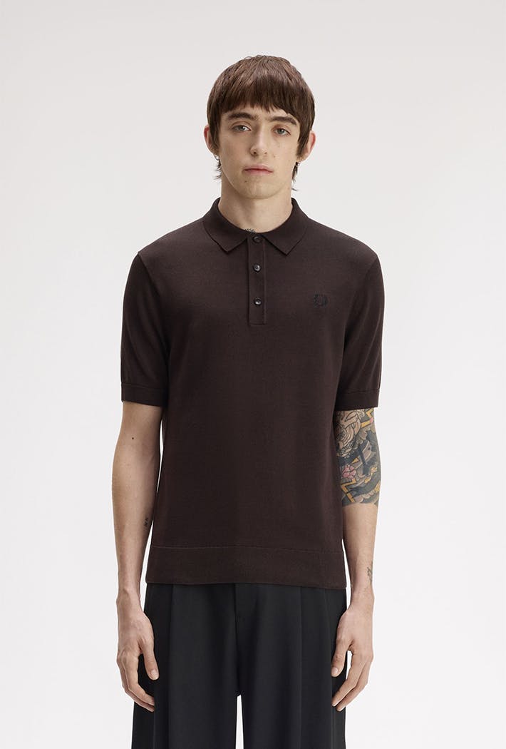 Fred Perry Brown Cotton Knitted Shirt - Xl
