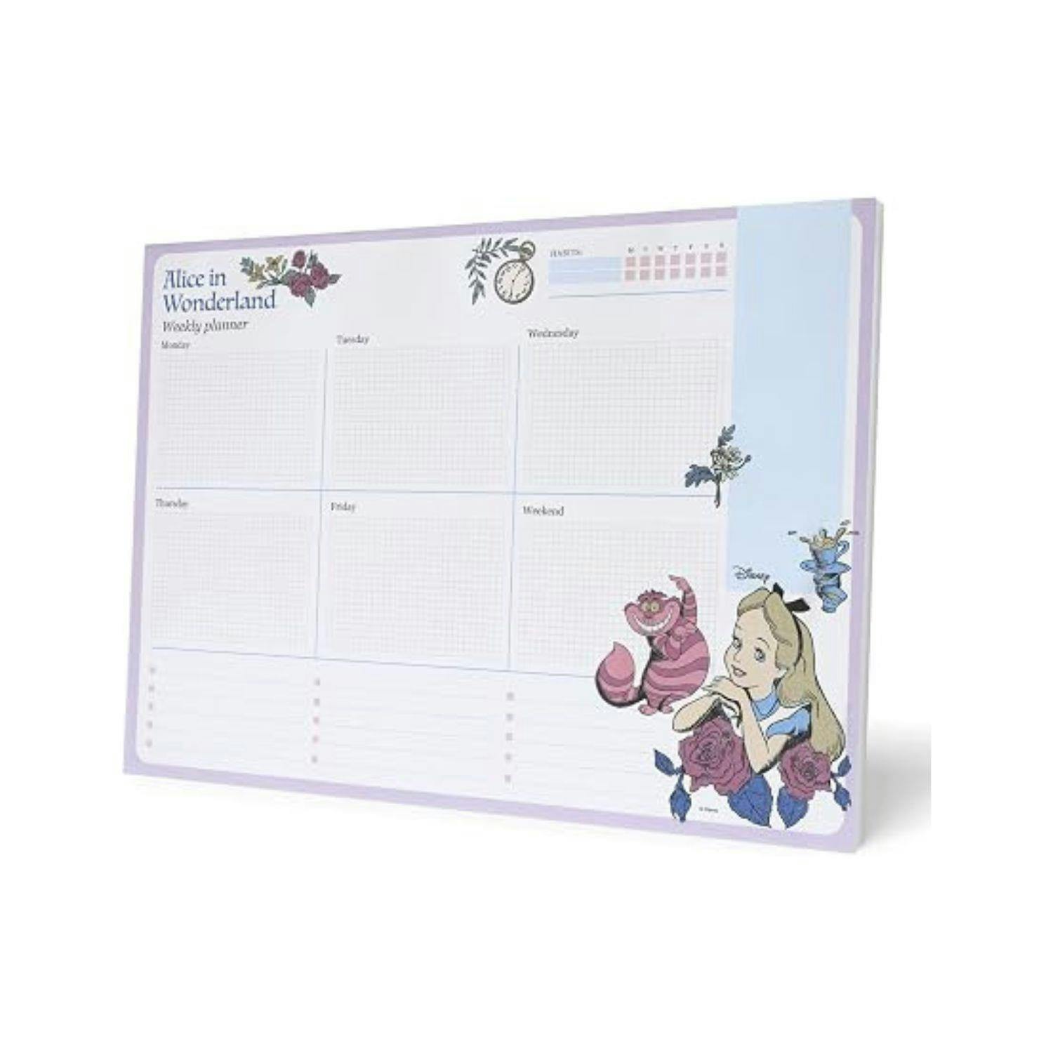 Rackhams White Disney Alice In Wonderland A4 Weekly Planner Notepad - Notepad Planner - A4