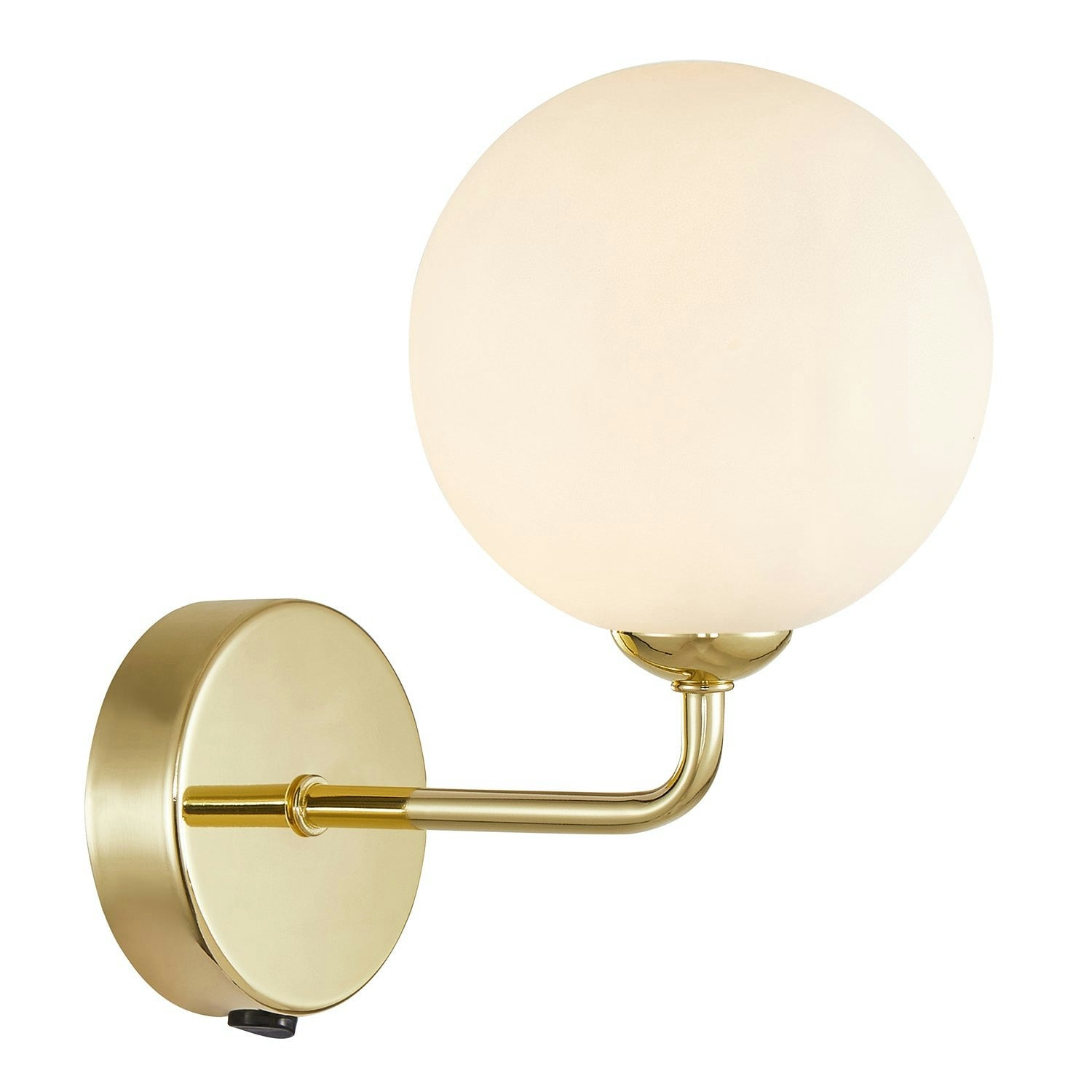 Happy Homewares Gold/Light/White Contemporary Chic Polished Wall With Opal Globe Glass Shade