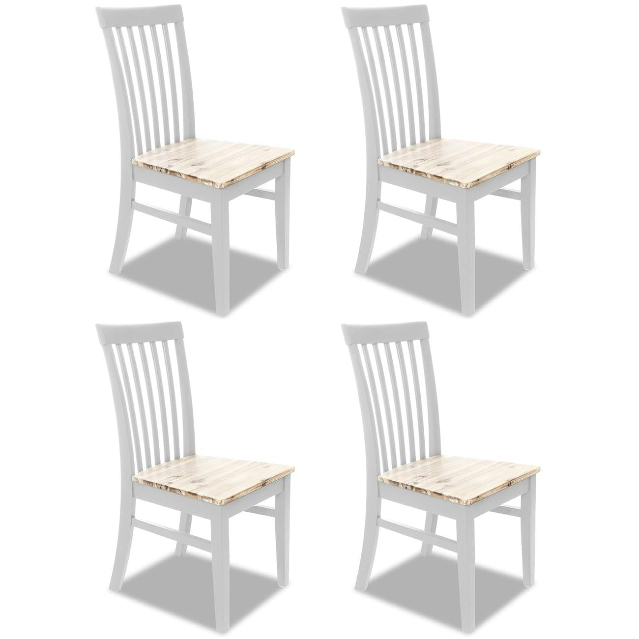 Statement Furniture White Florence Highback Dining Chairs With Wooden Seat Set Of 4