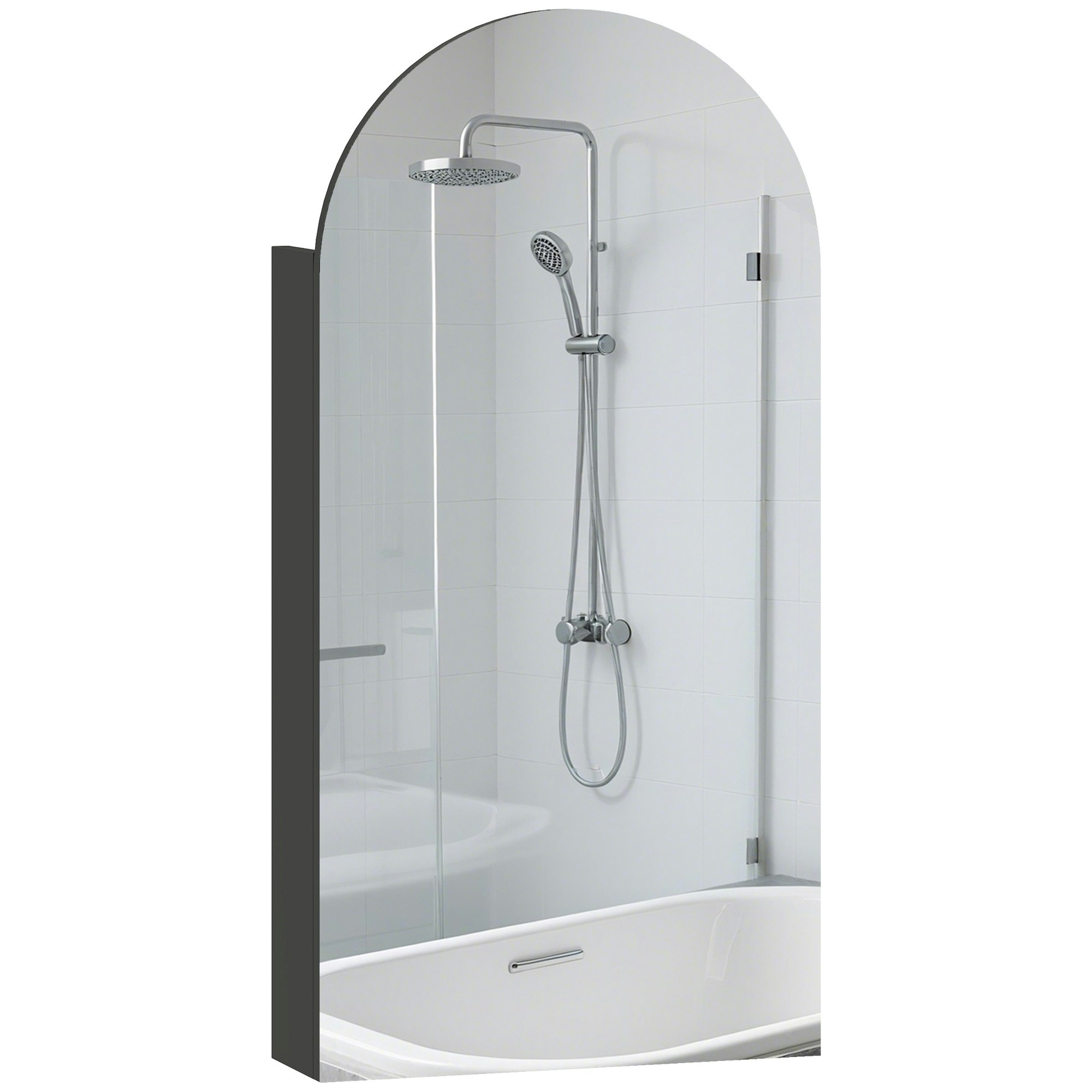 Rackhams Black Bathroom Mirror Cabinet With Adjustable Glass Shelves, - Bathroom Mirror Cabinet - 1