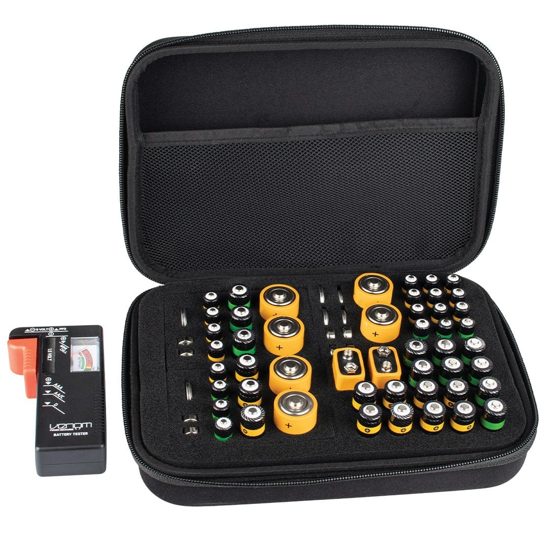 Venom Recharge Battery Storage Organiser With Tester - Recharge Battery Organiser Storage Case And Tester Set