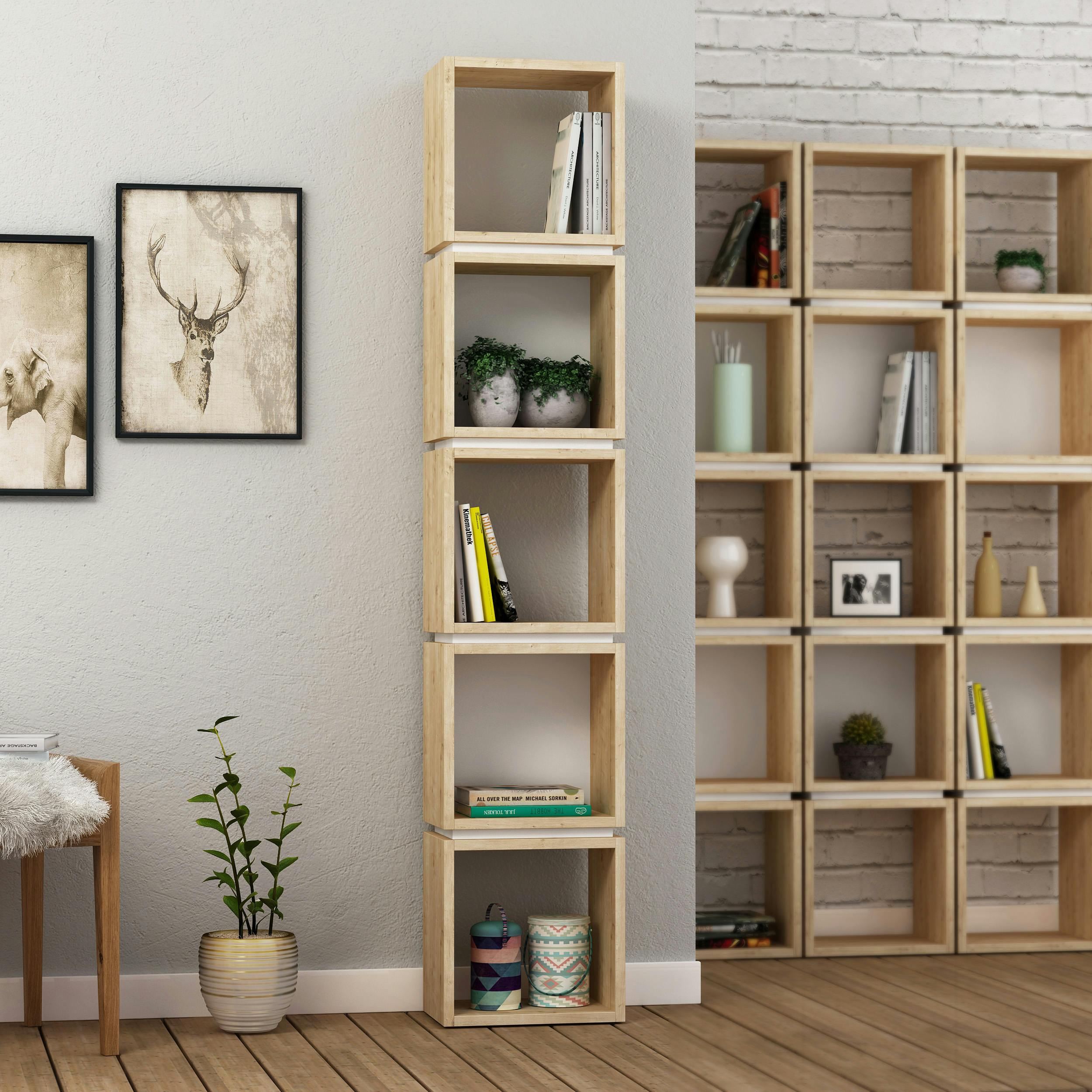 Decortie Multi Wall Mounted Bookcase Display Unit - Oak - Image 3