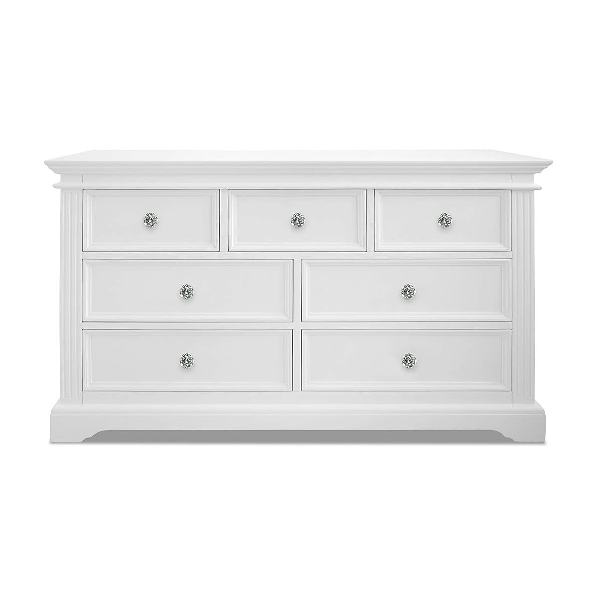 Statement Furniture White Gainsborough 3 Over 4 Chest Of Drawers With Crystal Handles - Wide - Wood
