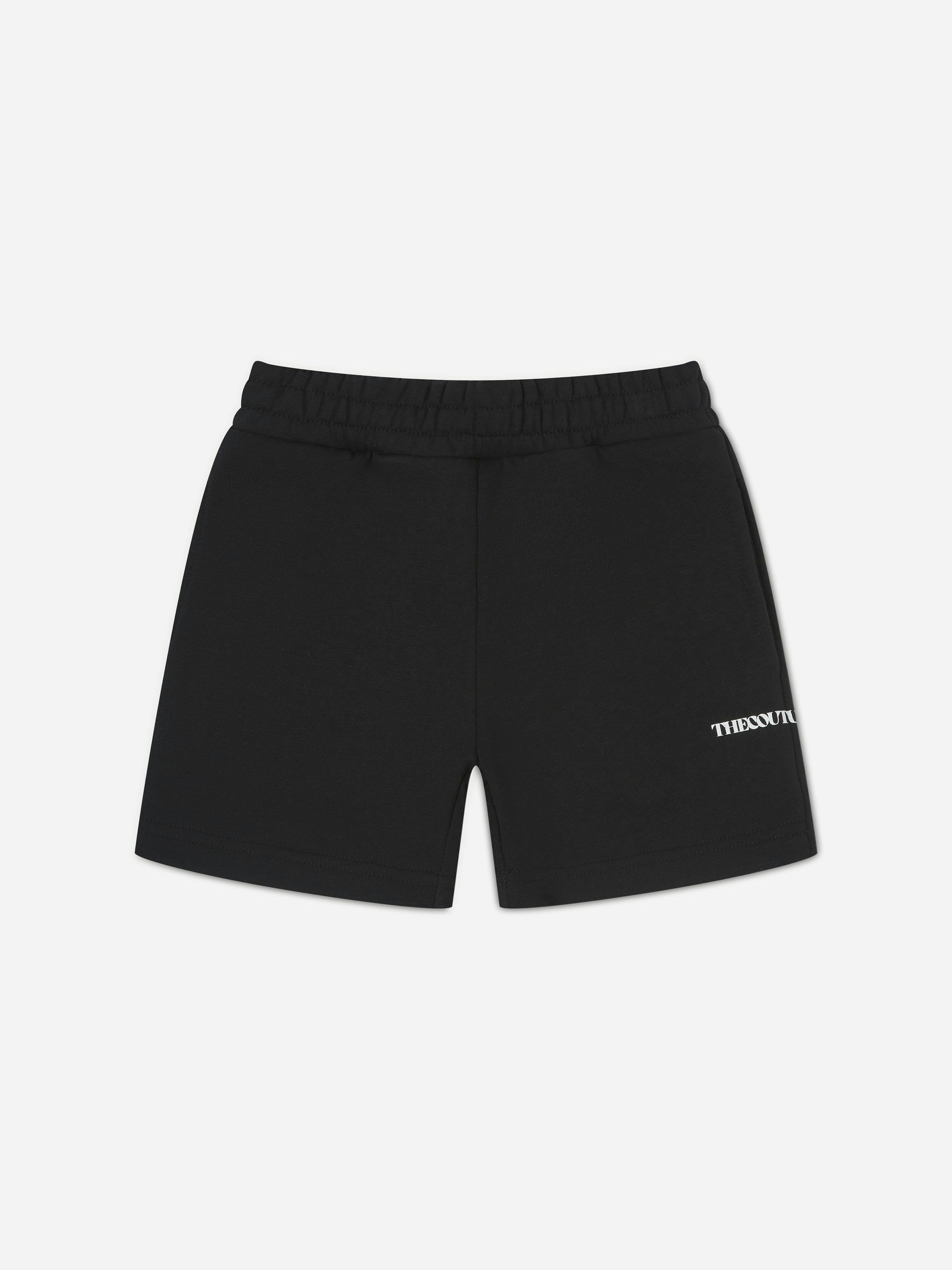 The Couture Club Black Kids Raw Seam Shorts In - 7 - 8 Yrs