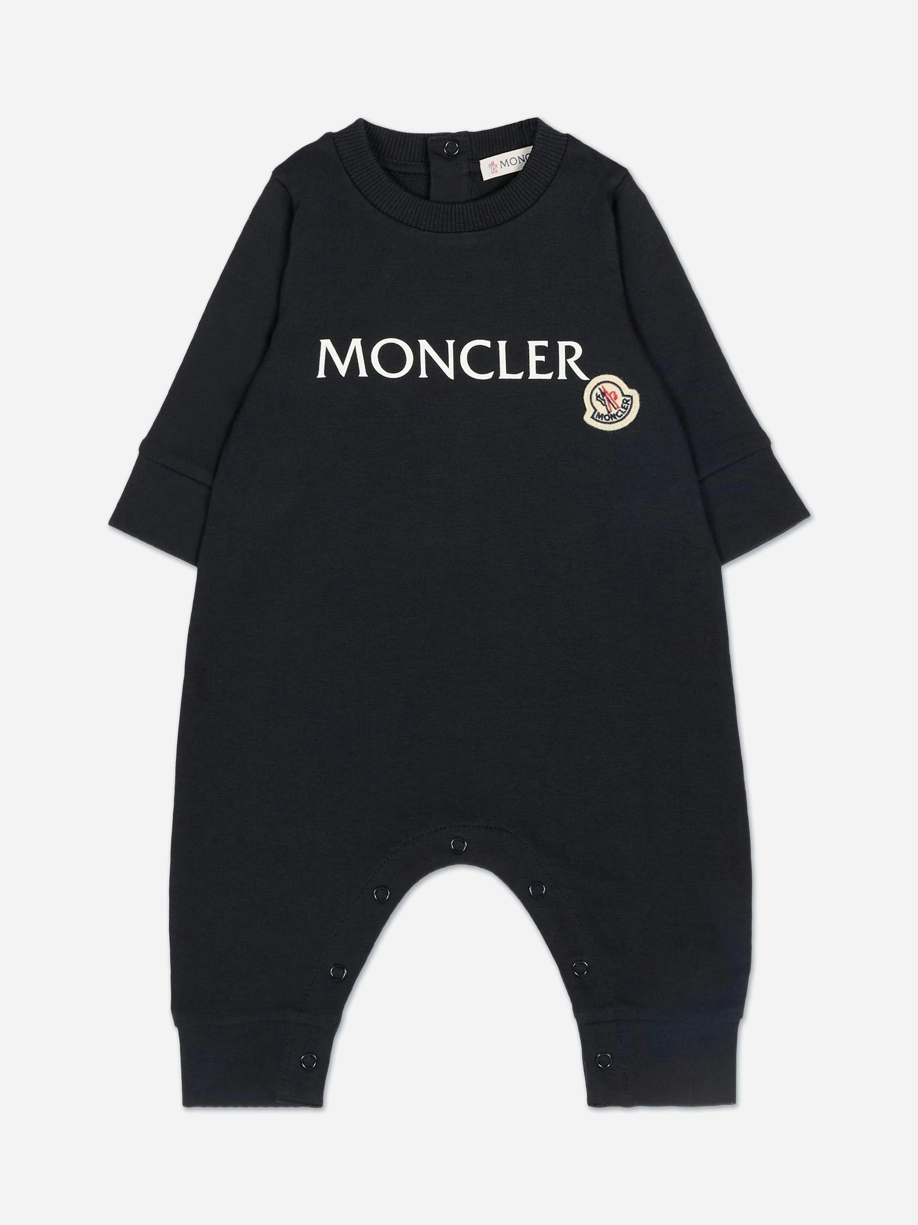 Moncler Enfant Baby Logo Romper In Navy - Navy - 12 - 18 Mths