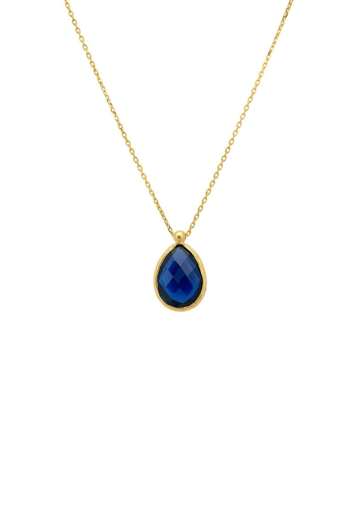 Latelita Gold Petite Drop Necklace Sapphire Hydro