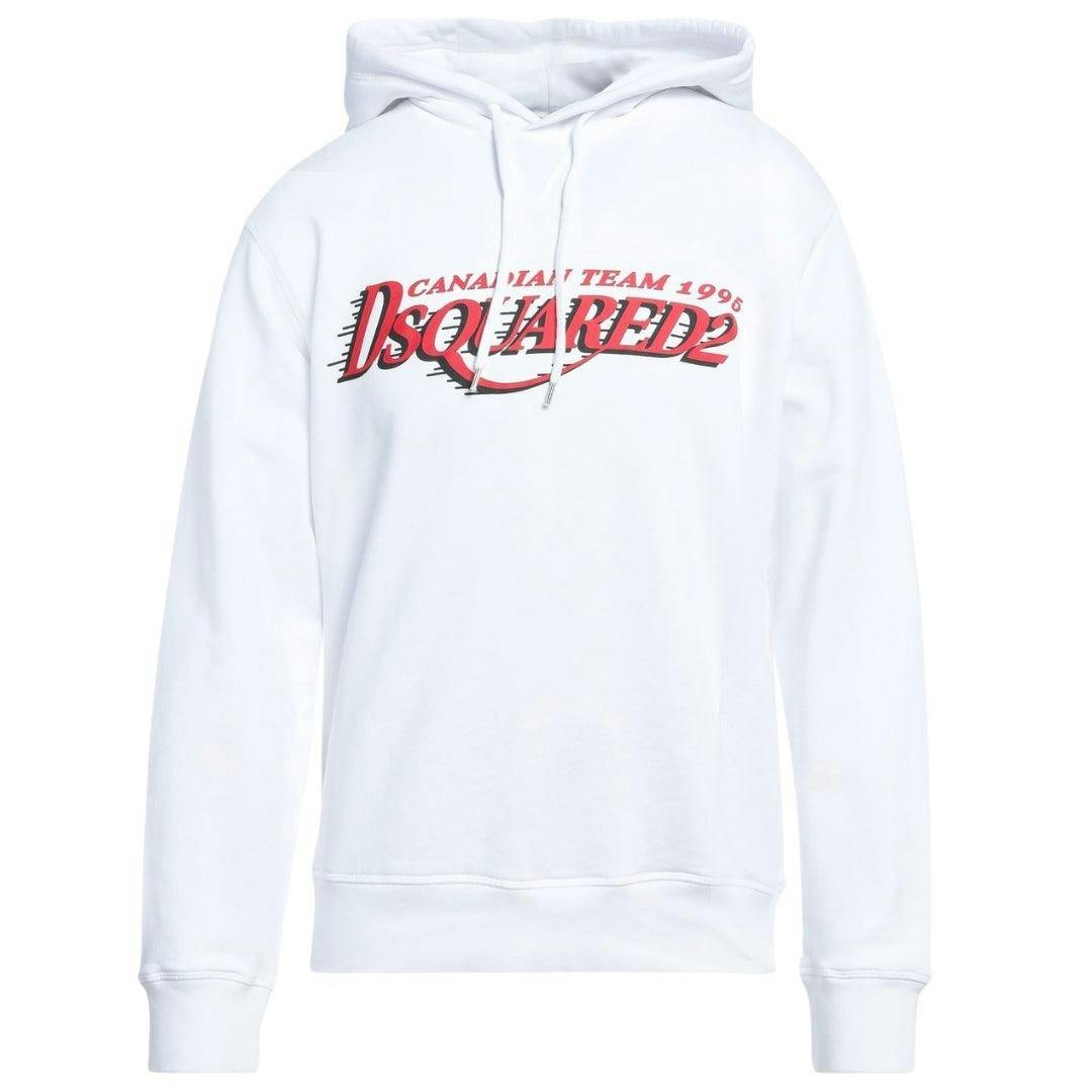 Dsquared2 Men's White Canadian Team Logo Cool Fit Hoodie - Xxl - 100% Cotton
