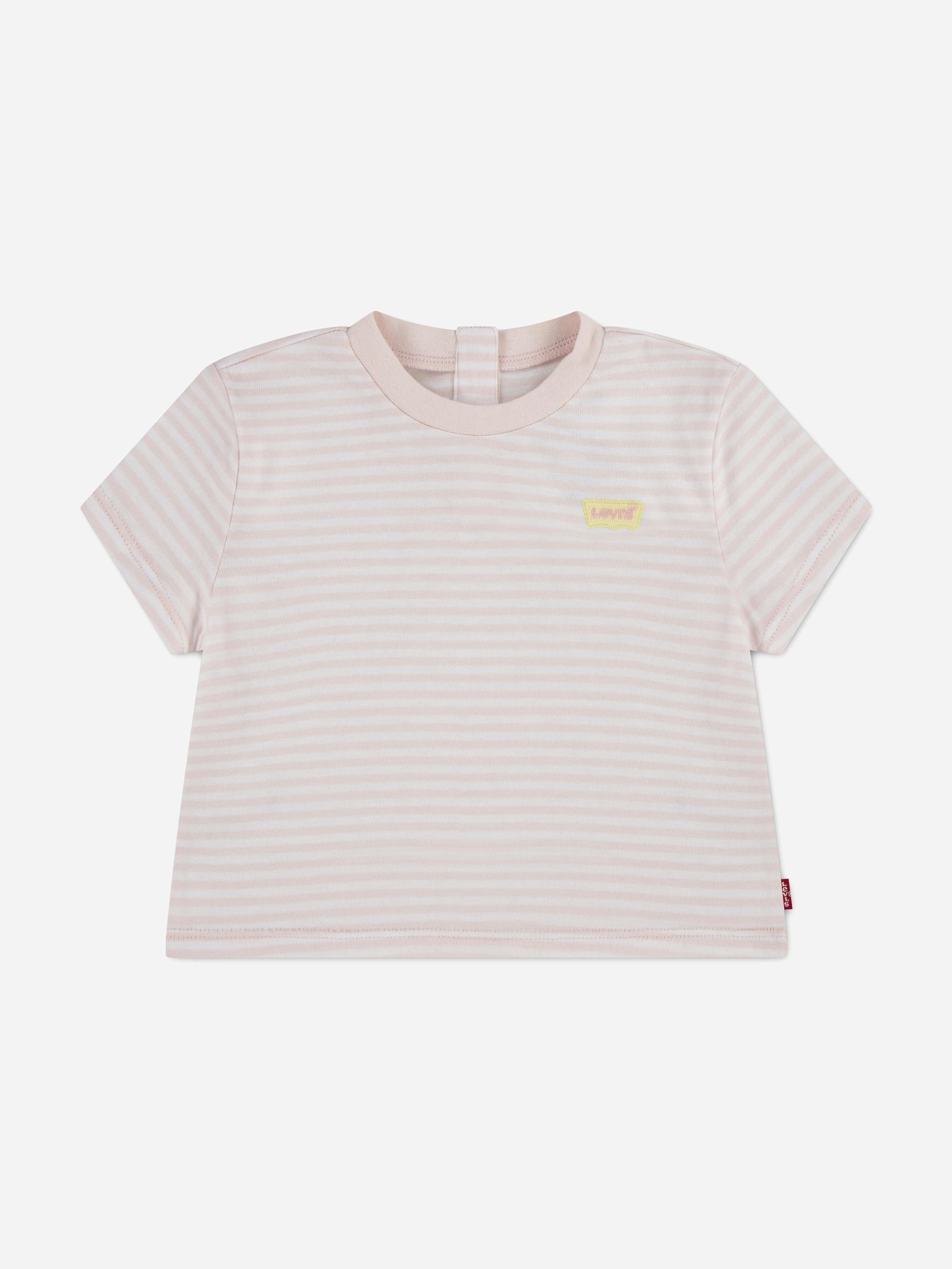 Levi's Kids Wear Girls Pink Levi's Baby Striped Mini Batwing T-Shirt In - 36 Mths