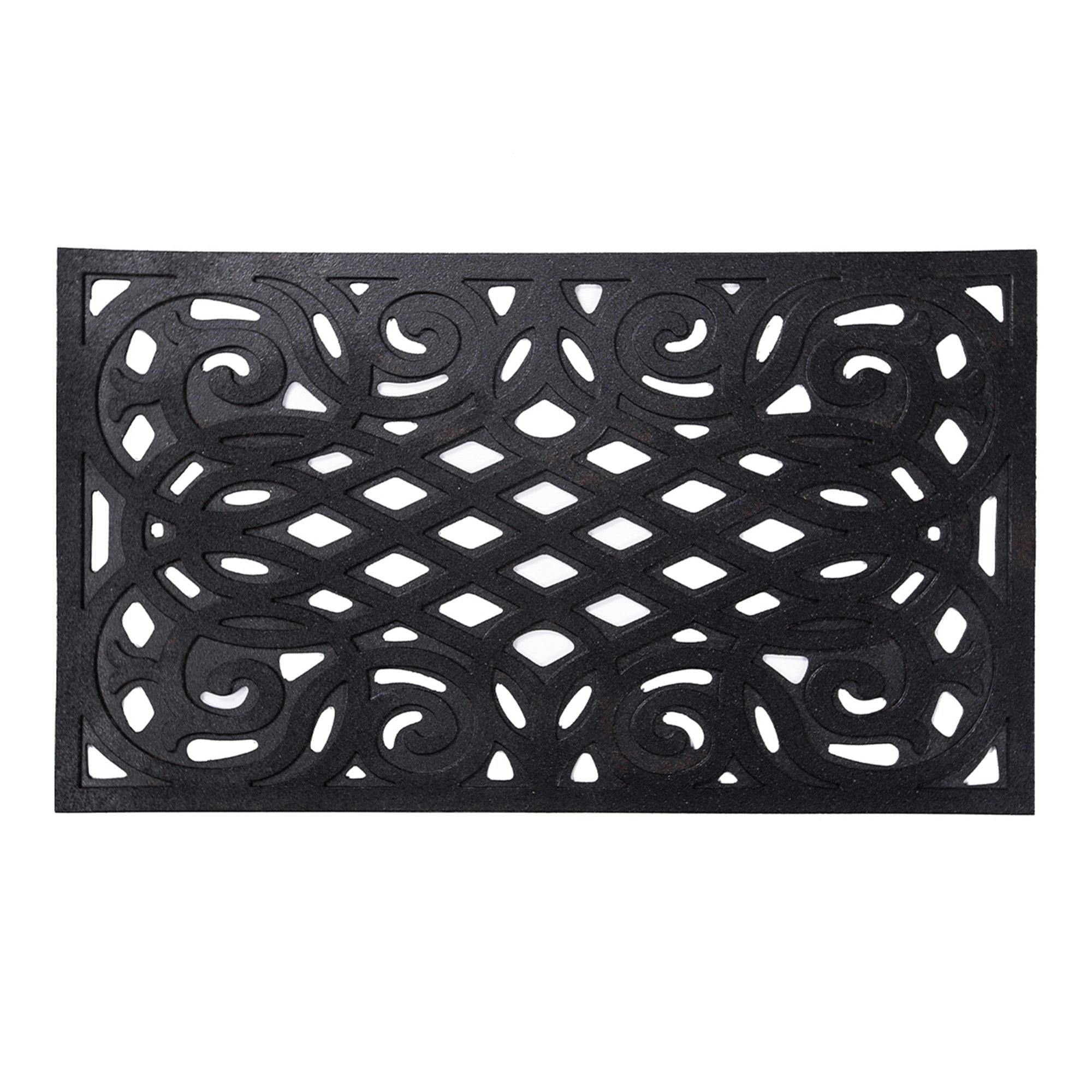 Rackhams Black Victorian Style Eco Outdoor Door Mat - 75 X 44Cm