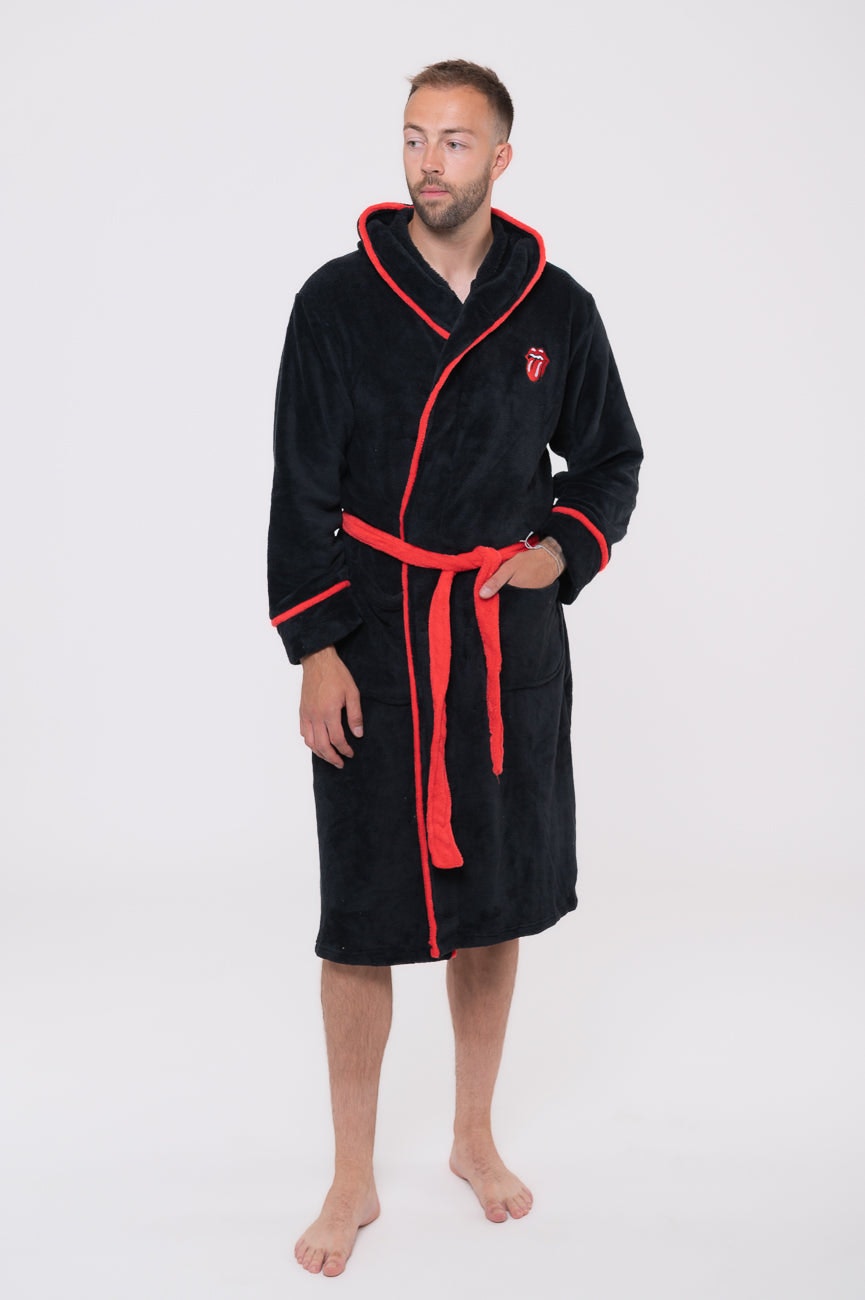 Paradiso Clothing Unisex Black/Red The Rolling Stones Bathrobe Tongue Band Logo - M