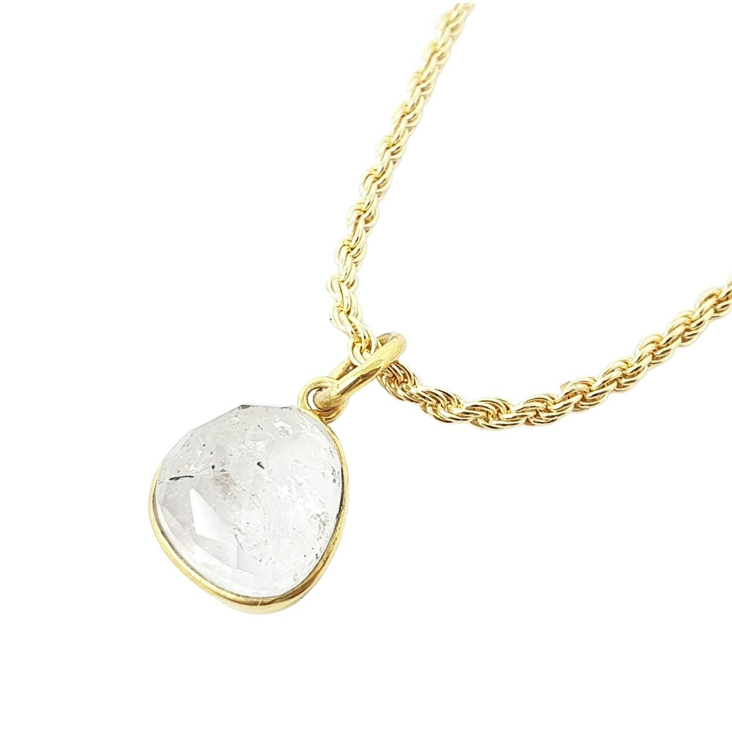 Harfi Gold Statement Vermeil Plated Herkimer Diamond April Birthstone Crystal Rope Necklace