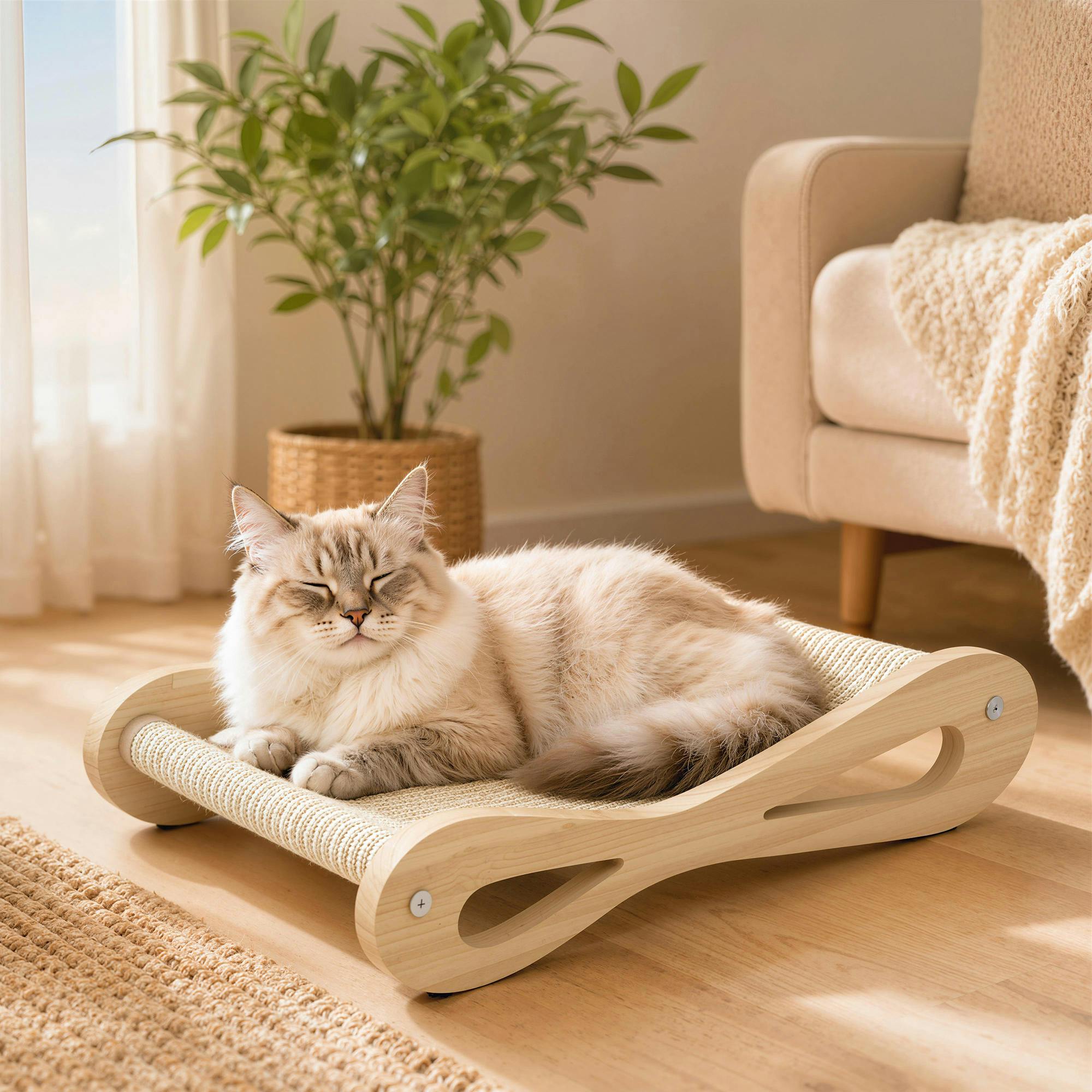 Pawhut Cream/White 2 In 1 Sisal Cat Scratcher Bed Cat Scratching Board And Lounger