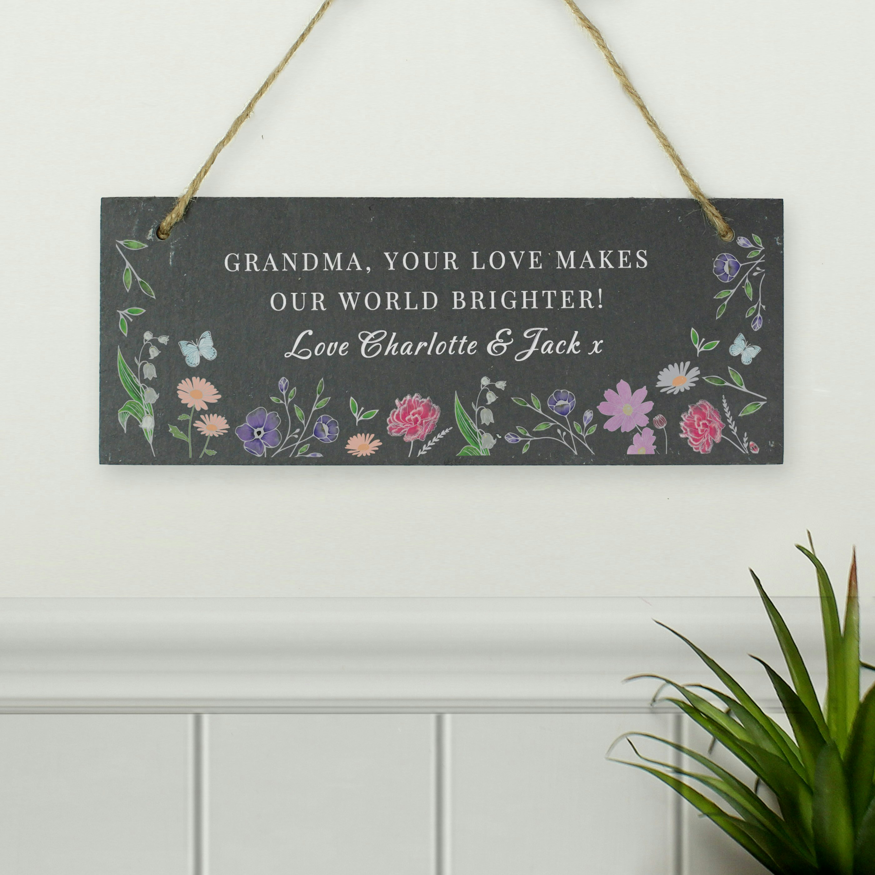 Personalised Memento Company Gold Personalised Wild Flowers Slate Garden Sign