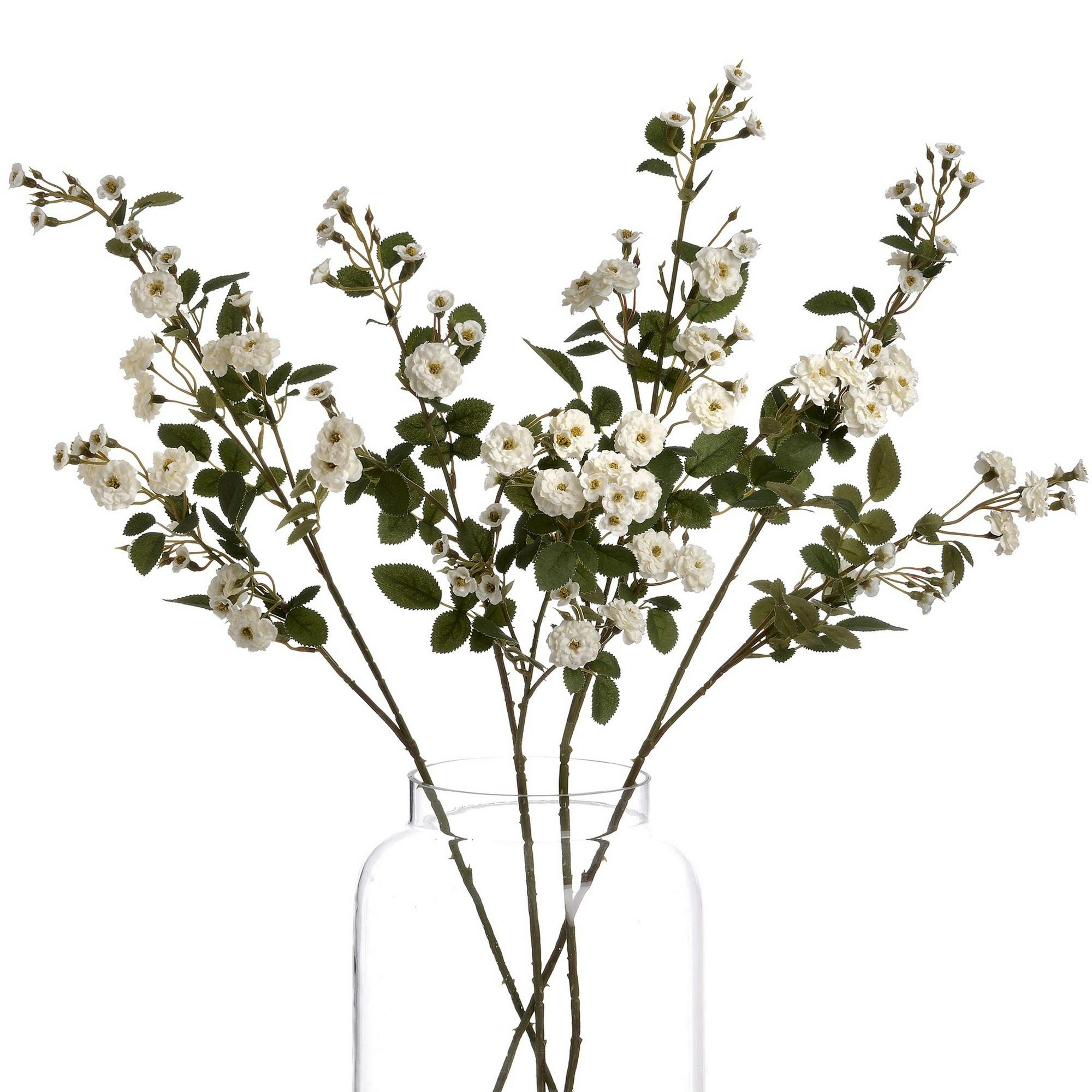 Hill Interiors White/Green Faux Wild Meadow Rose - One Size - 100% Mixed